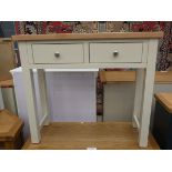 Cream painted oak side table with 2 drawers under (11)