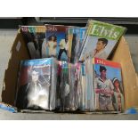 A box containing Elvis Monthly magazines