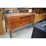 Continental walnut sideboard with arrangement of 6 drawers