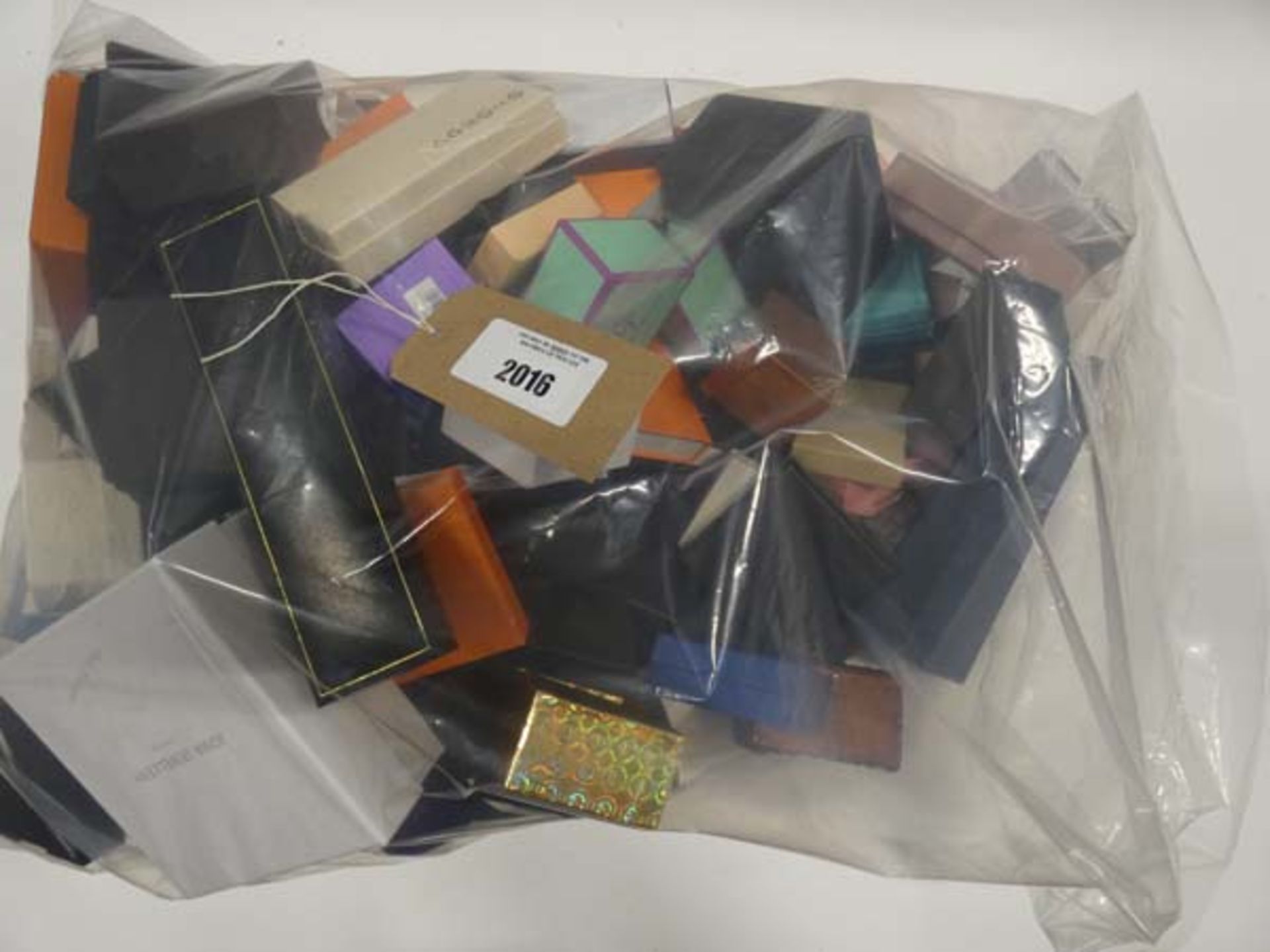 Bag containing quantity of empty jewellery boxes