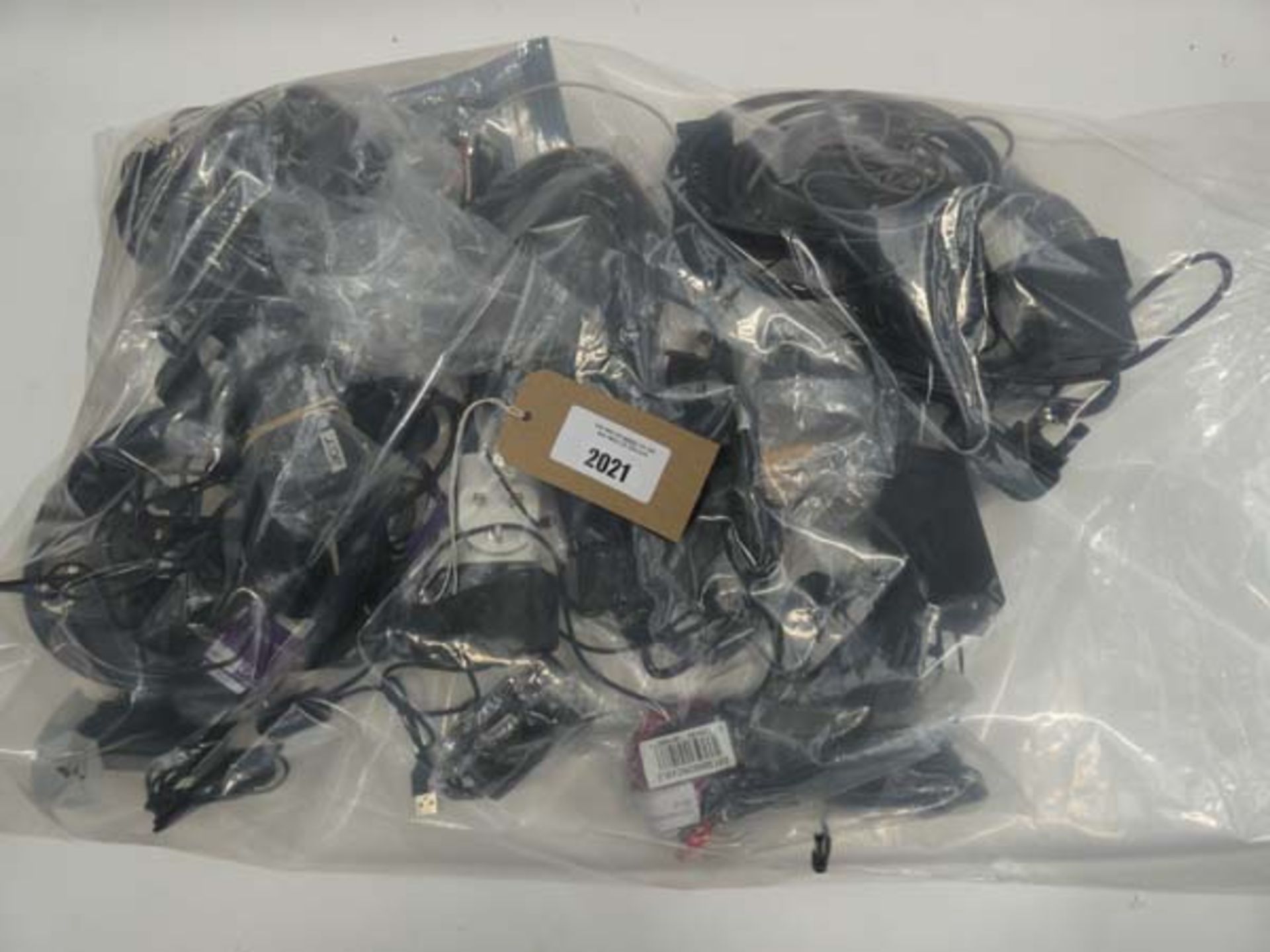 Bag containing quantity of leads, cables and PSUs