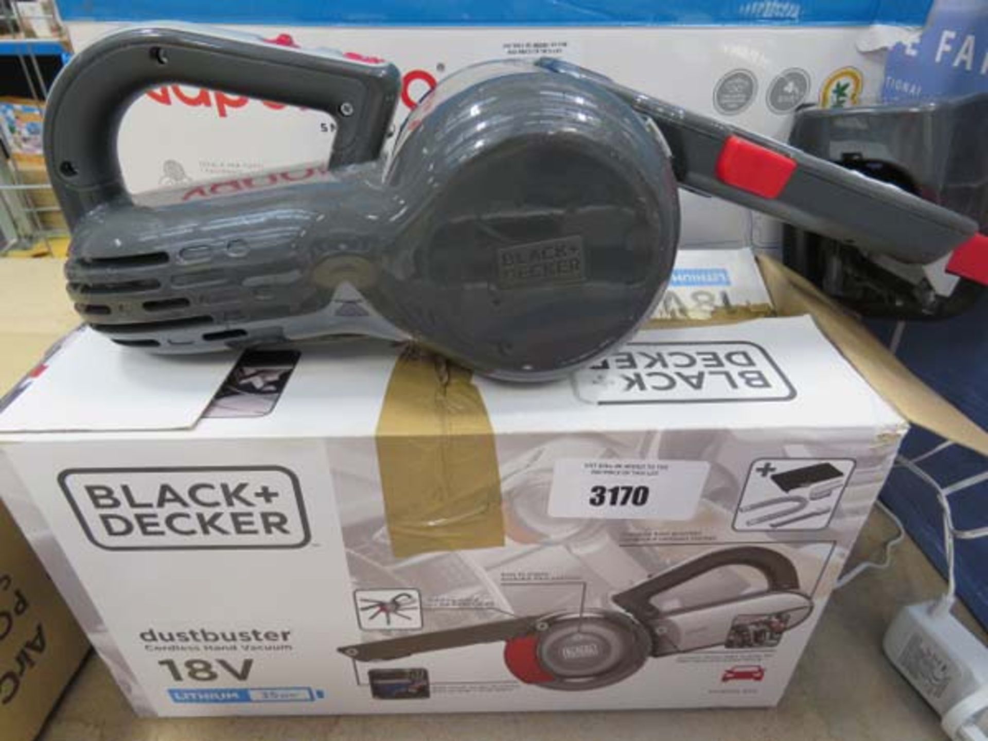 1 boxed and 1 unboxed Black and Decker 18v dustbusters