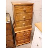 (2074) Pair of pine 3 drawer bedsides