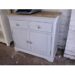 (6) Light grey 2 drawer 2 door sideboard with oak surface