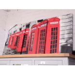 Canvas art triptych of telephone boxes