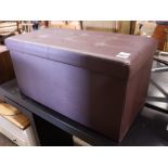 Modern brown upholstered storage ottoman