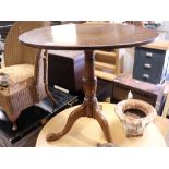 Single pedestal oak occasional table