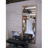 Gilt framed rectangular wall mirror with large unframed rectangular mirror