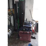 Large quantity of various fishing rods and tackle incl. rods, landing nets, tackle trolley, etc.