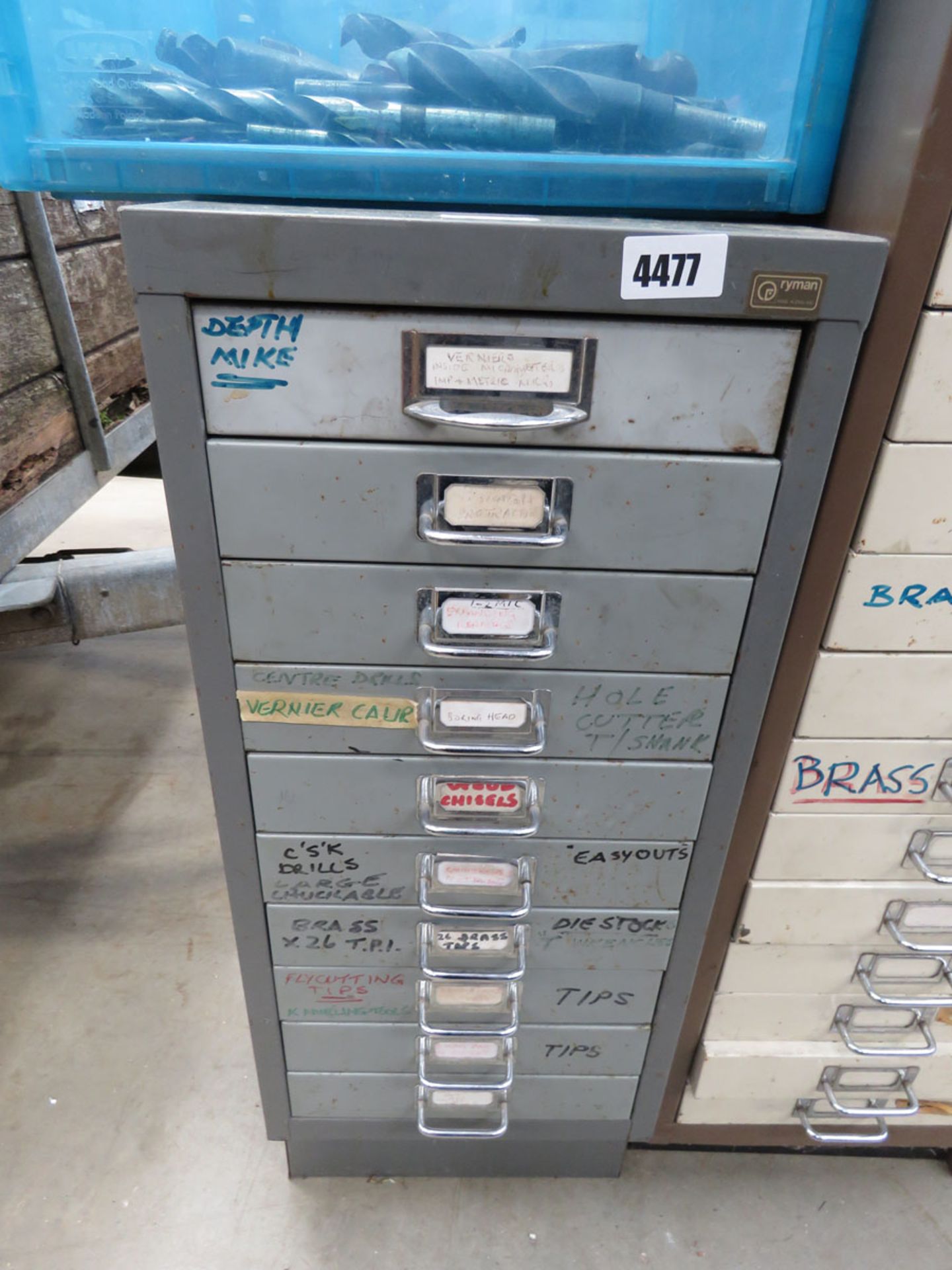 Grey metal multi drawer filing cabinet