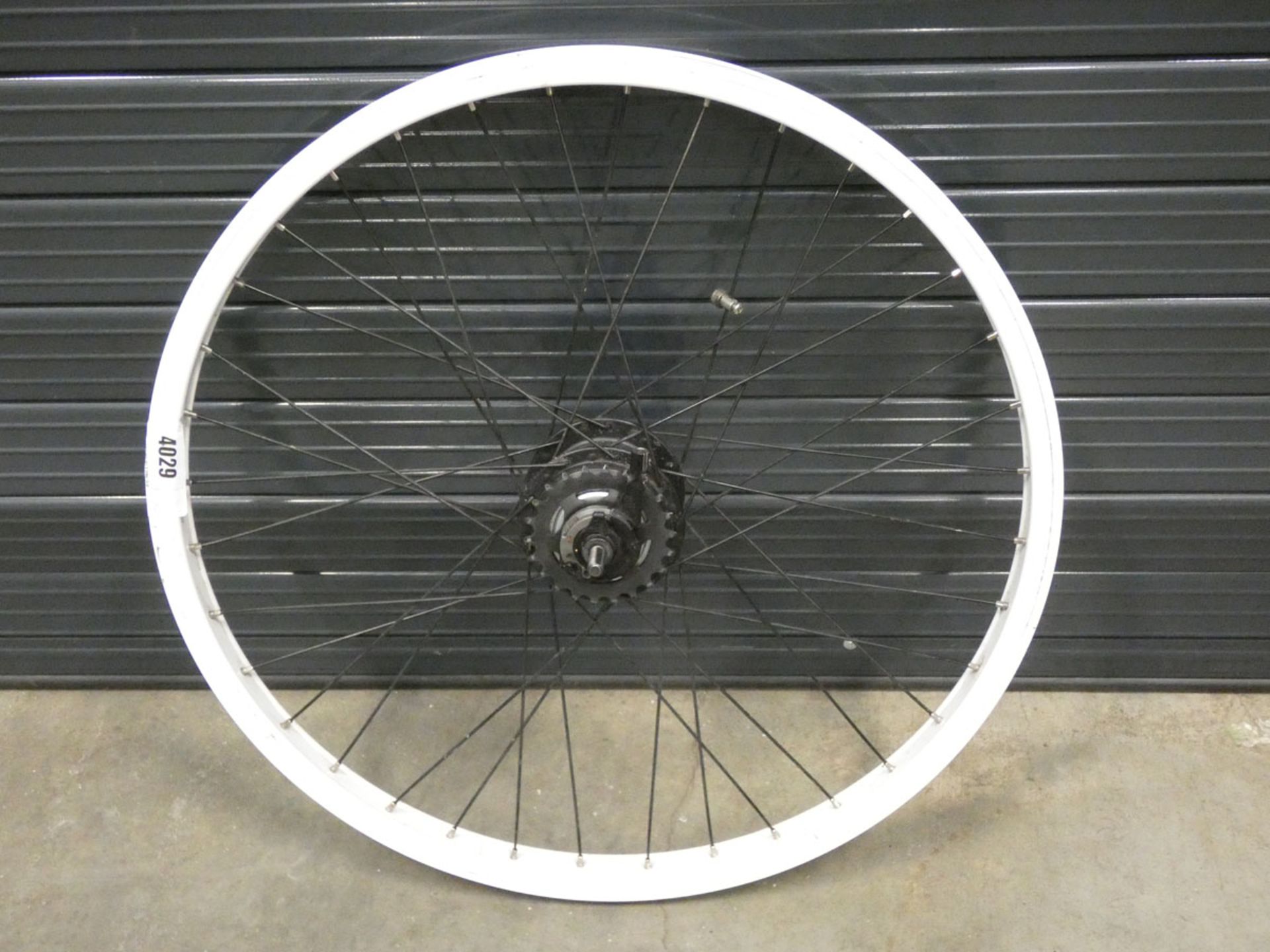 White bike rear wheel