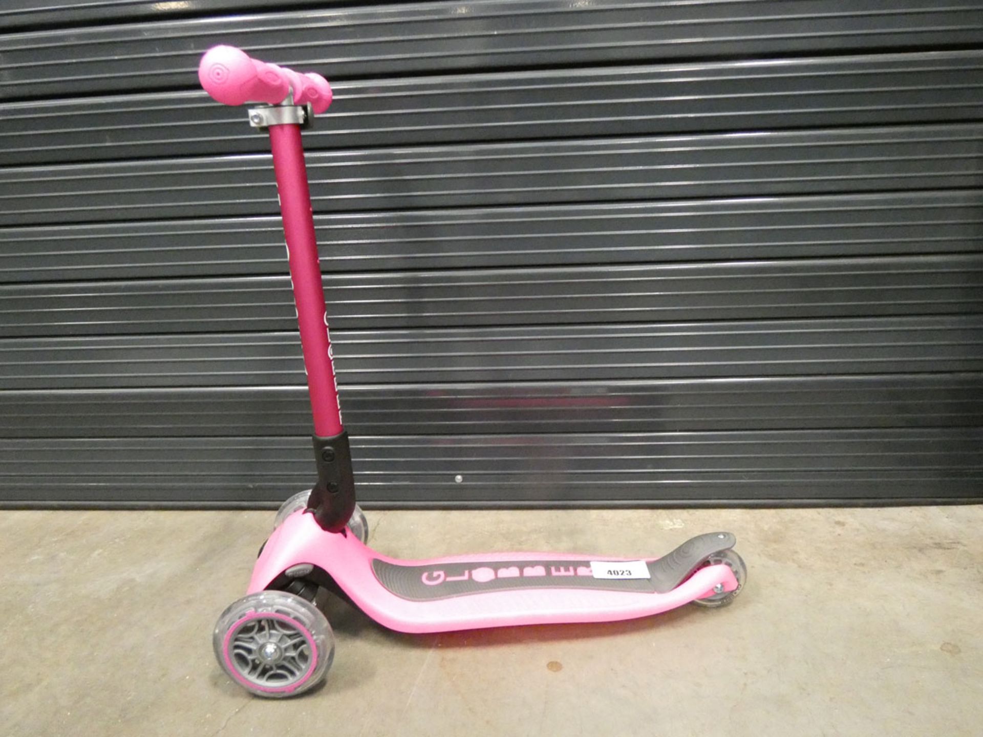 Globber pink and grey child's 3 wheel scooter