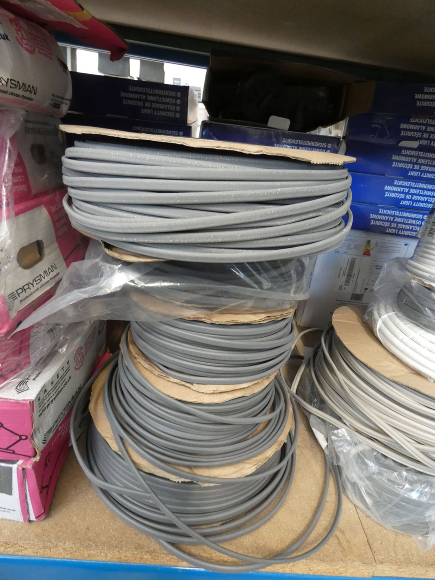 5 rolls of grey electrical cable 3 core
