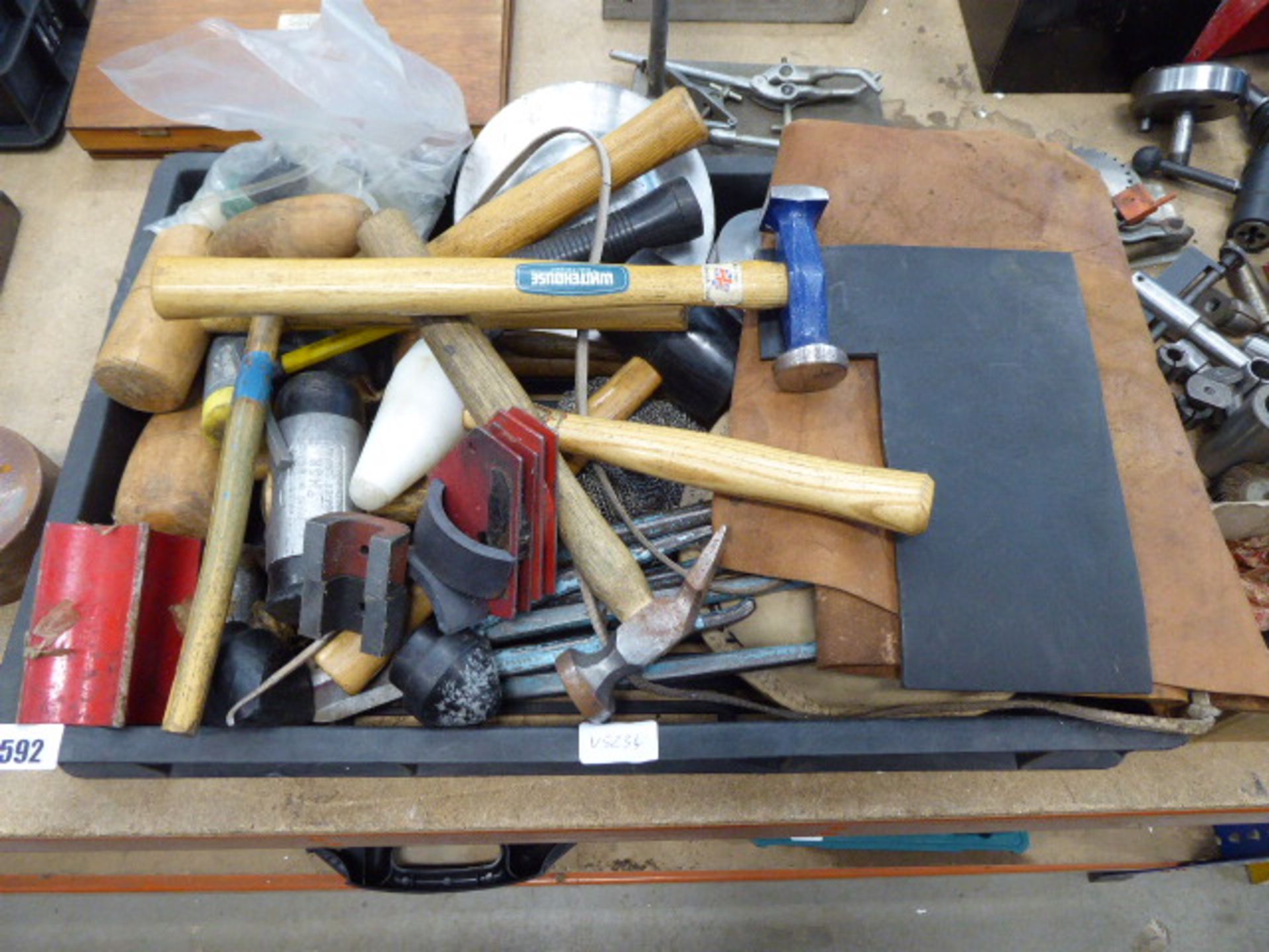 A range of metalworkers hammers, mallets and accessories