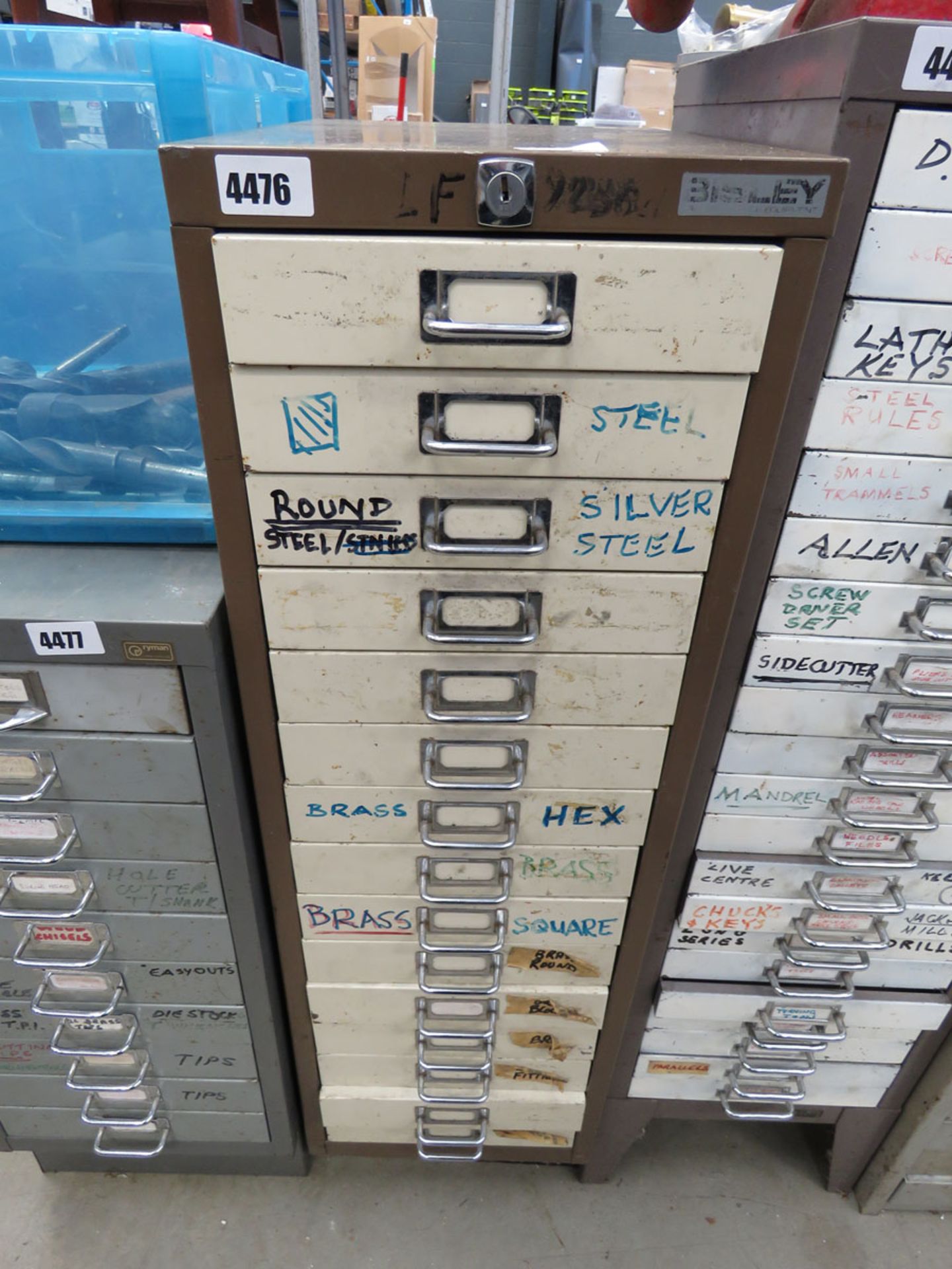 Brown and cream multi drawer filing cabinet