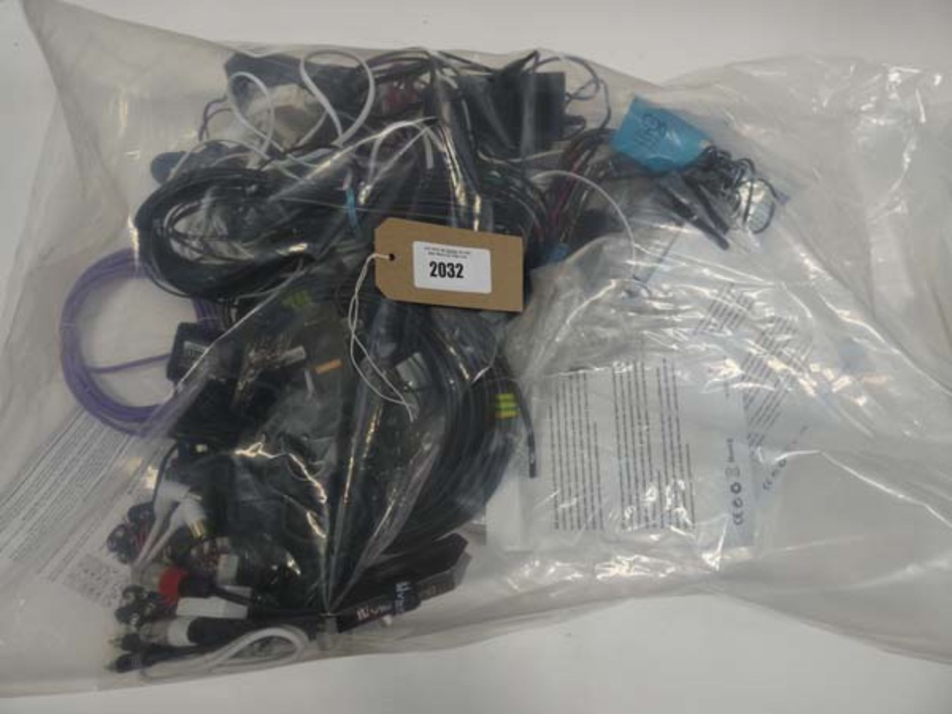 Bag containing quantity of leads, cables and PSUs