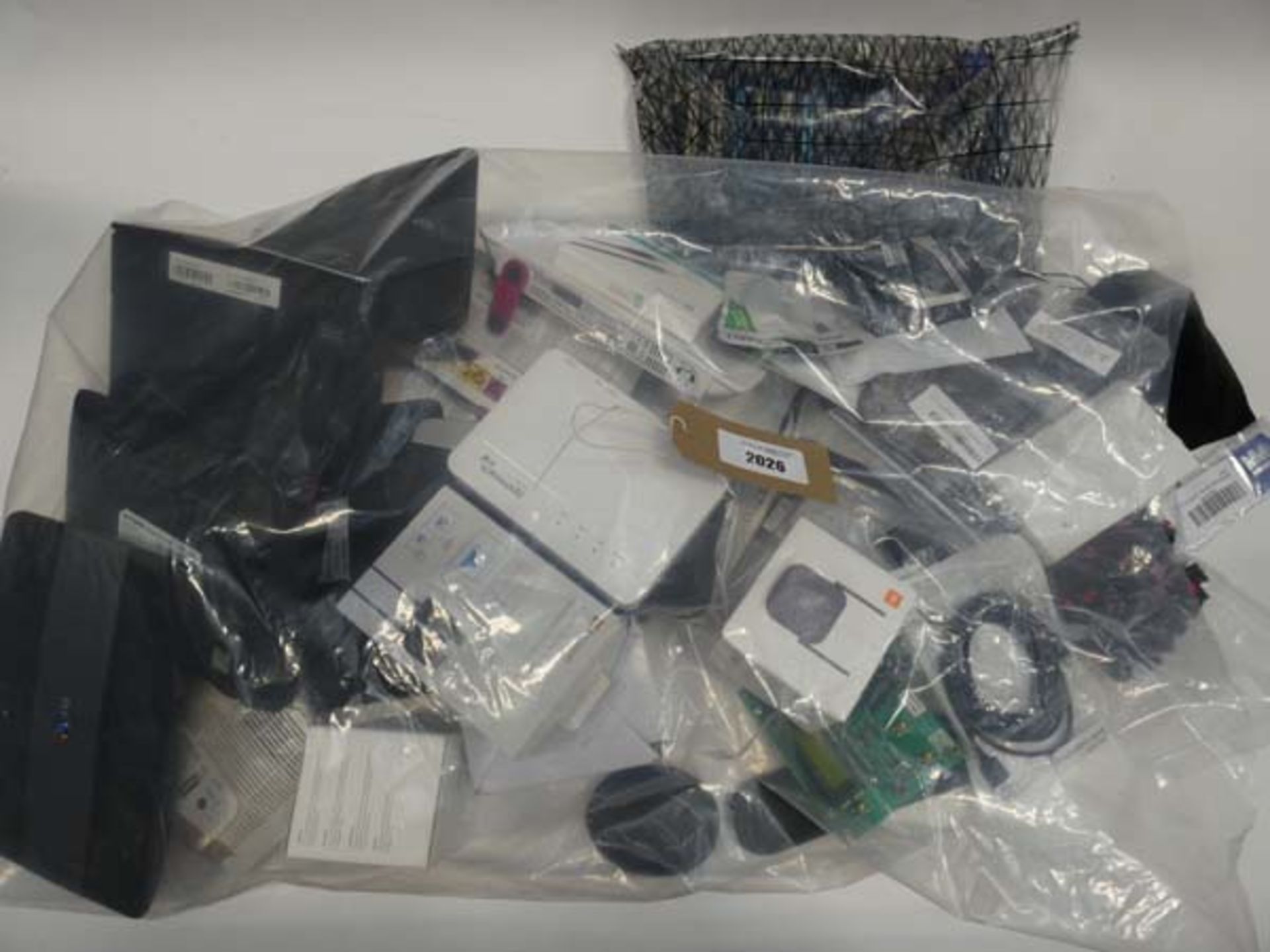 Bag containing quantity of leads, cables and PSUs