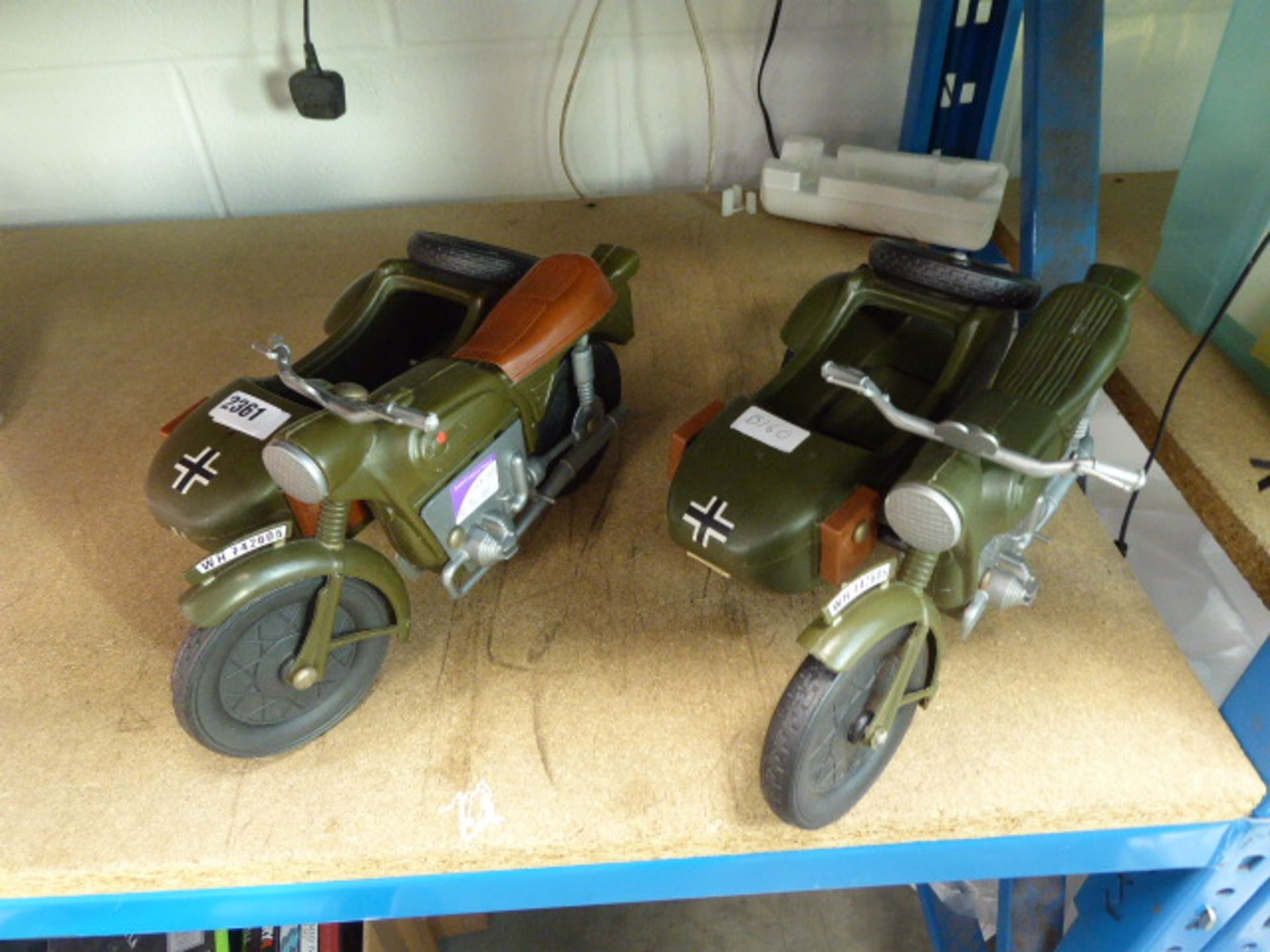 2481 - 2 Action Man figure German military bikes with sidecars