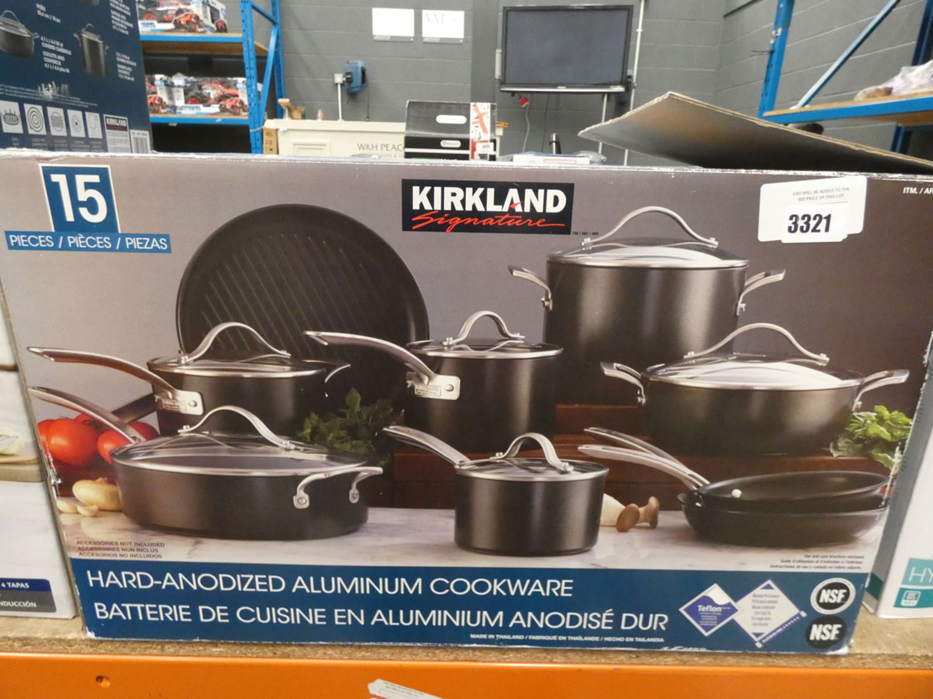 3141 - Boxed Kirkland aluminium cookware set