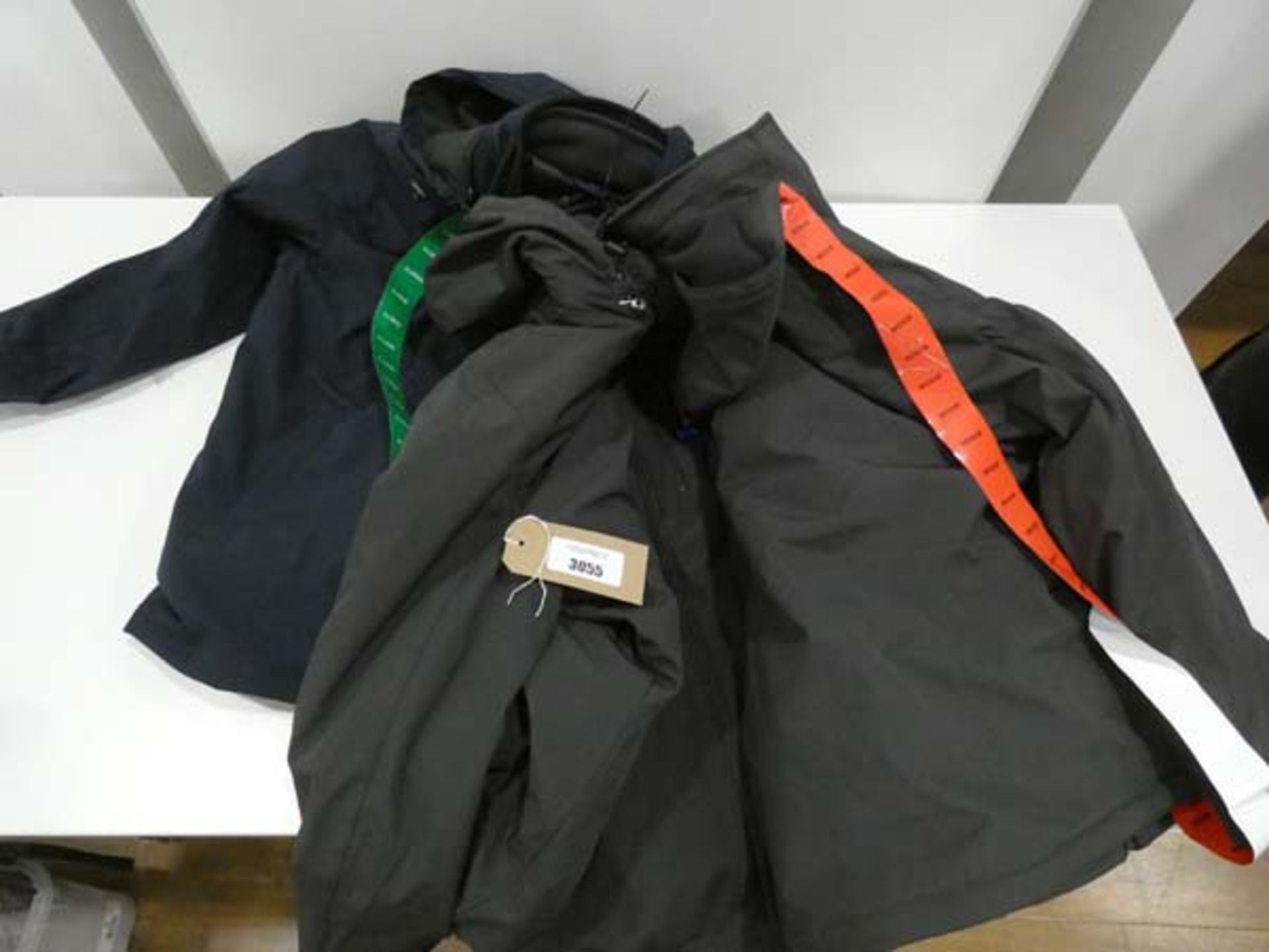 3 mens Weatherproof jackets, 2 black and 1 blue, sizes M, XL and L