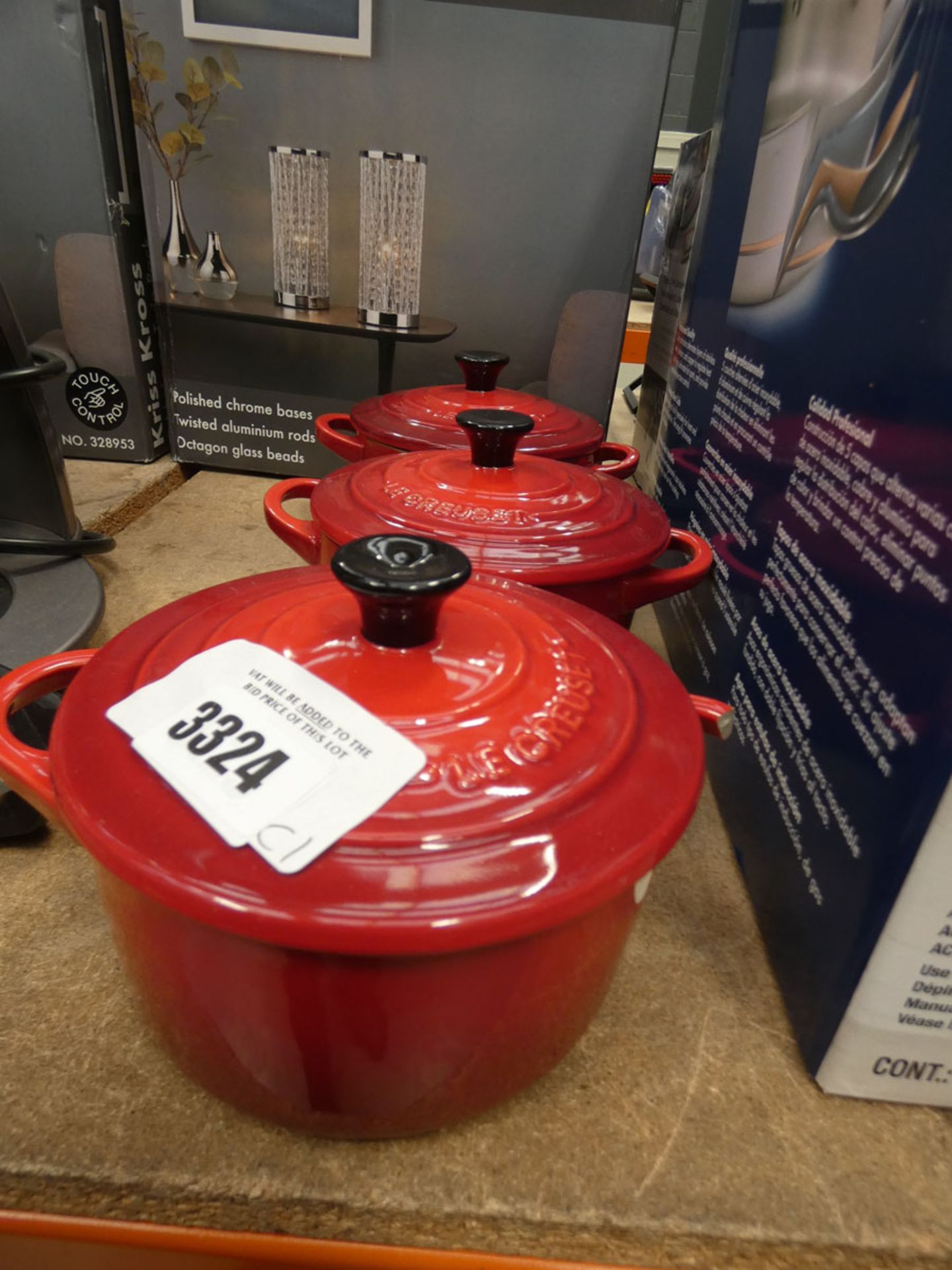 3129 - 3 Le Creuset small cooking pots (one missing handle)