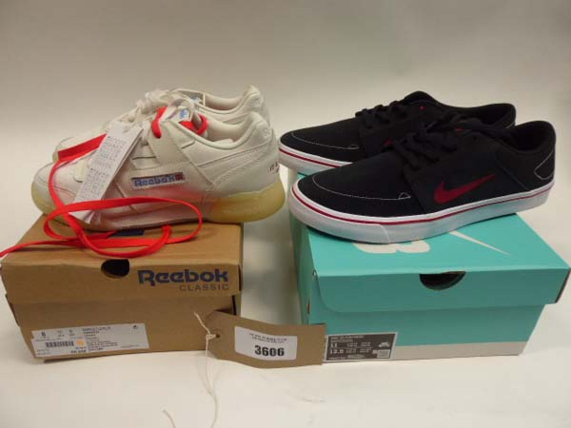 Reebok Workout Low Plus trainers size 5.5 and a pair of Nike SB Portmore trainers size 10