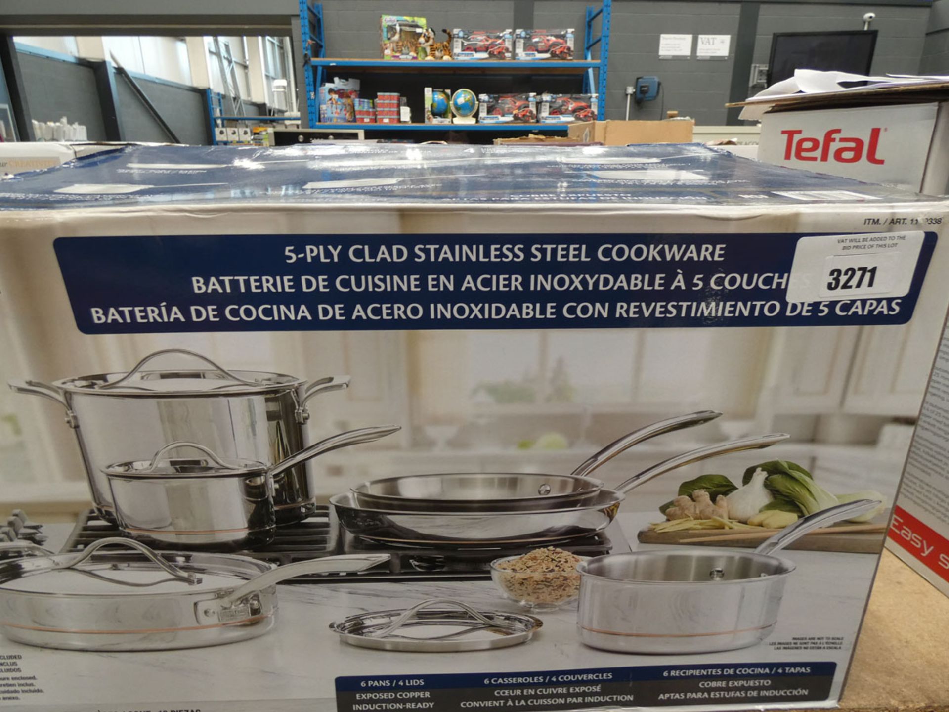 Boxed Kirkland Clad stainless steel cookware set