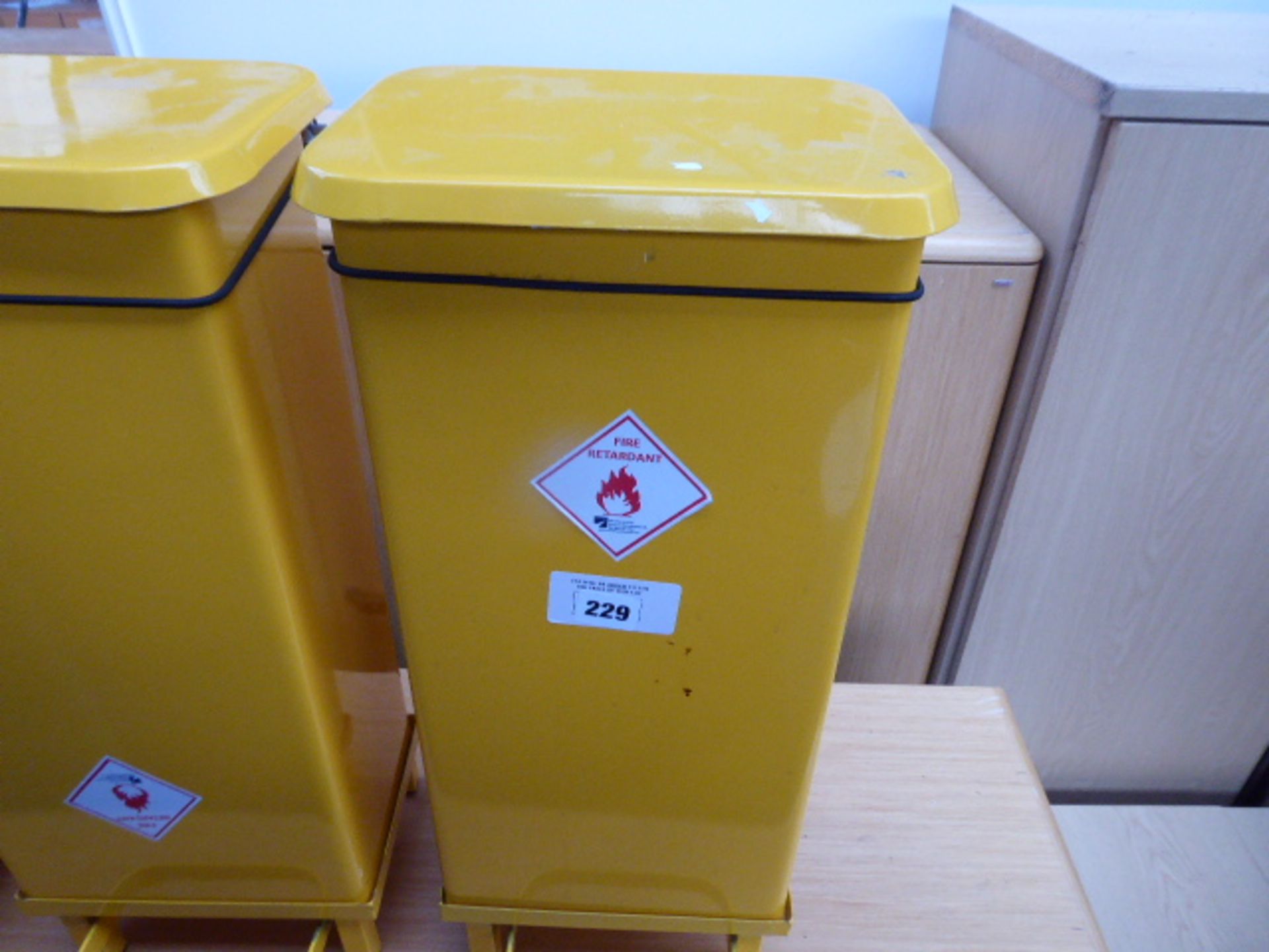 3 yellow treadle bins - Image 2 of 2