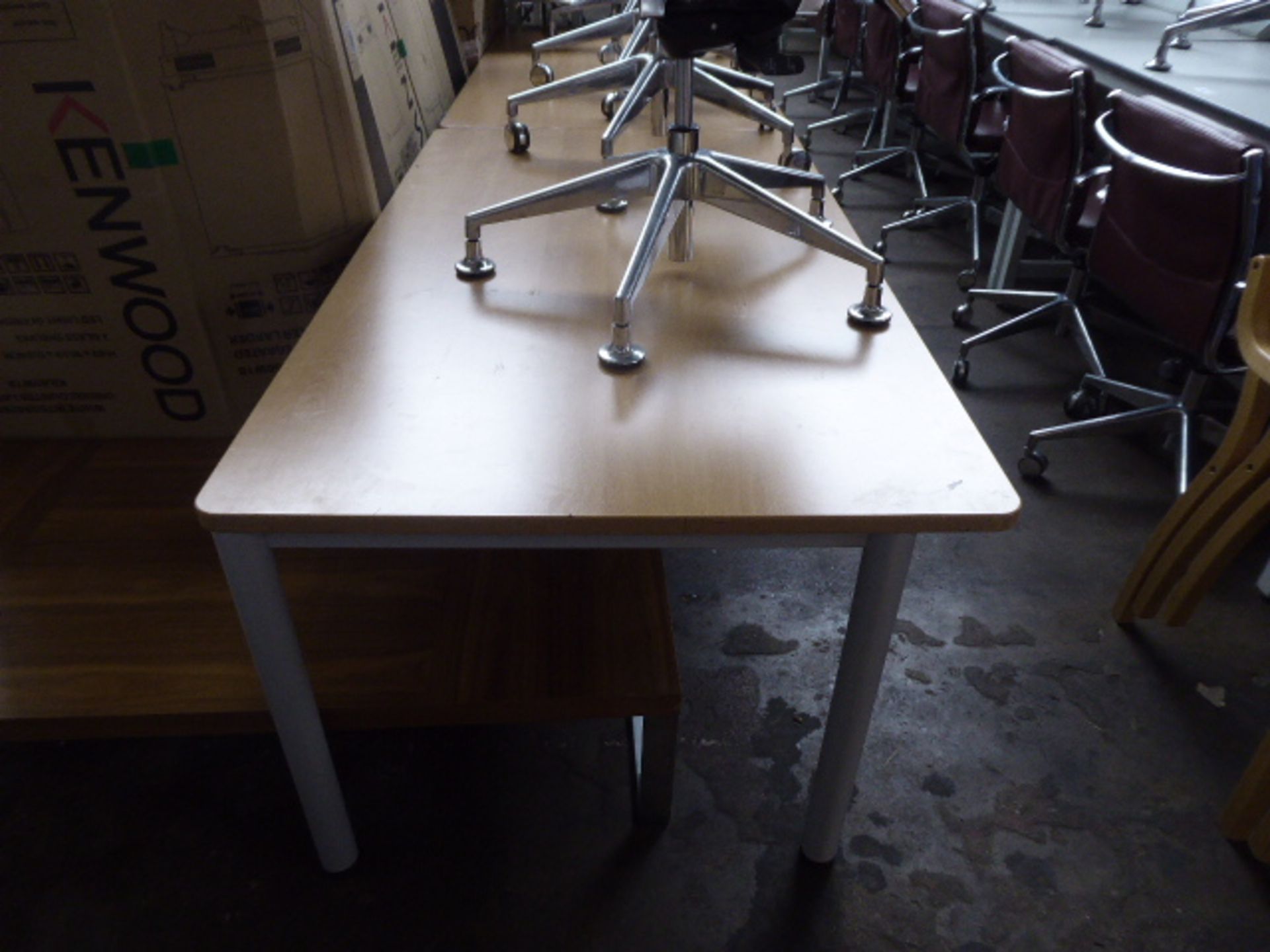 2 x 160 cm Werndl light oak straight front work stations - Image 2 of 2