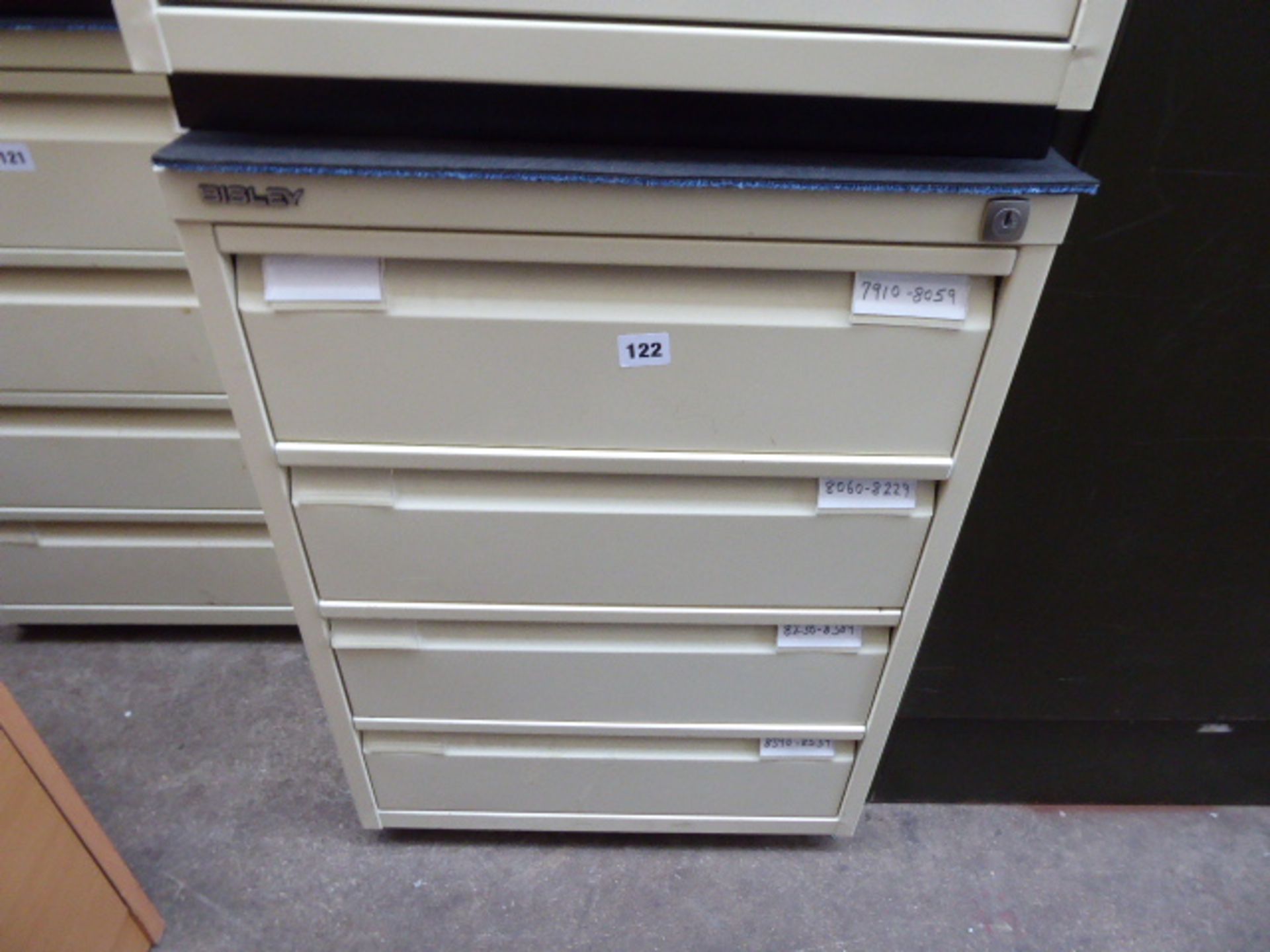 50 cm Bisley cream 4 drawer low level flush front cabinet