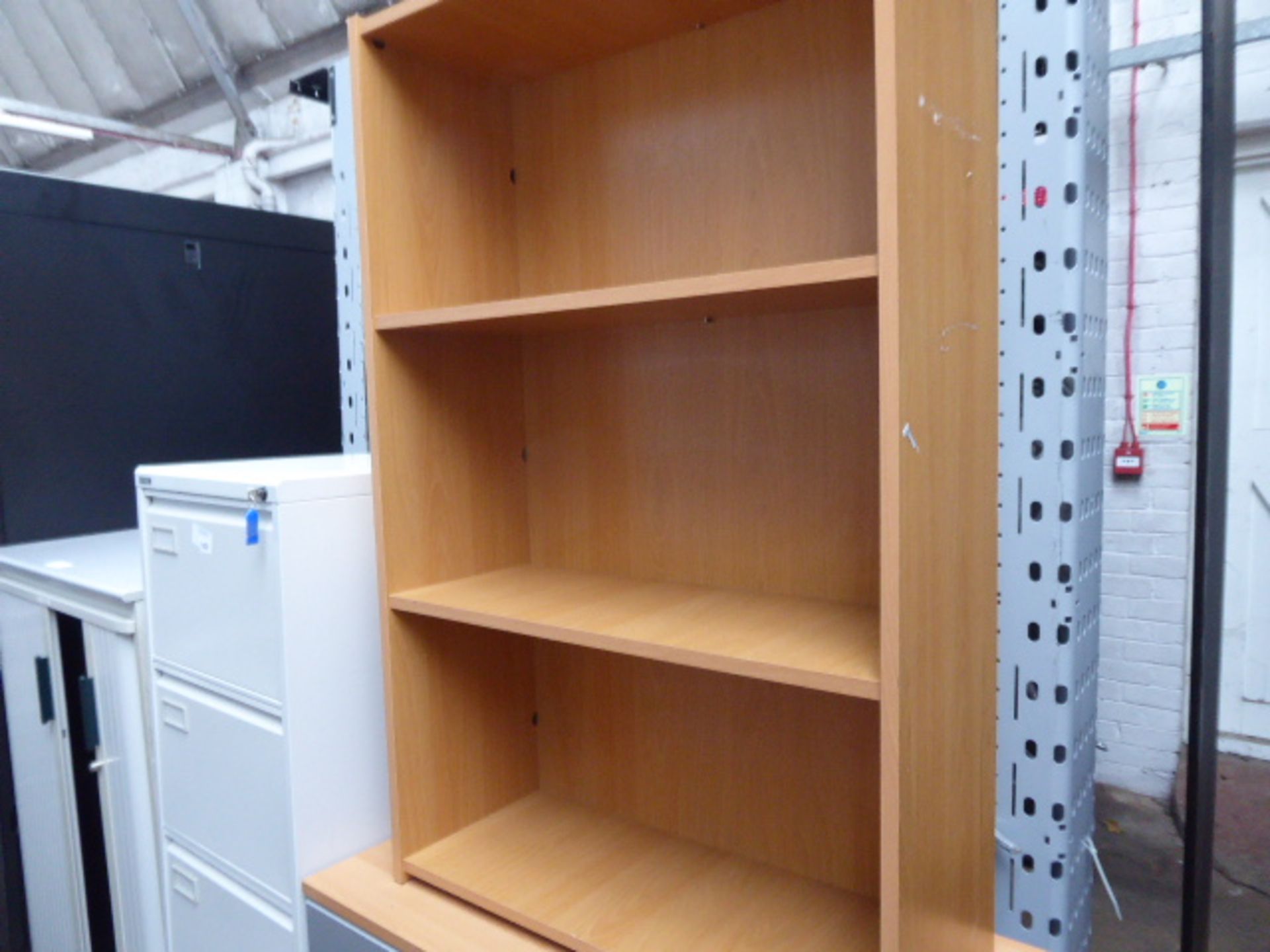 100 cm low level 2 door stationery cabinet with an open front bookcase - Image 2 of 2