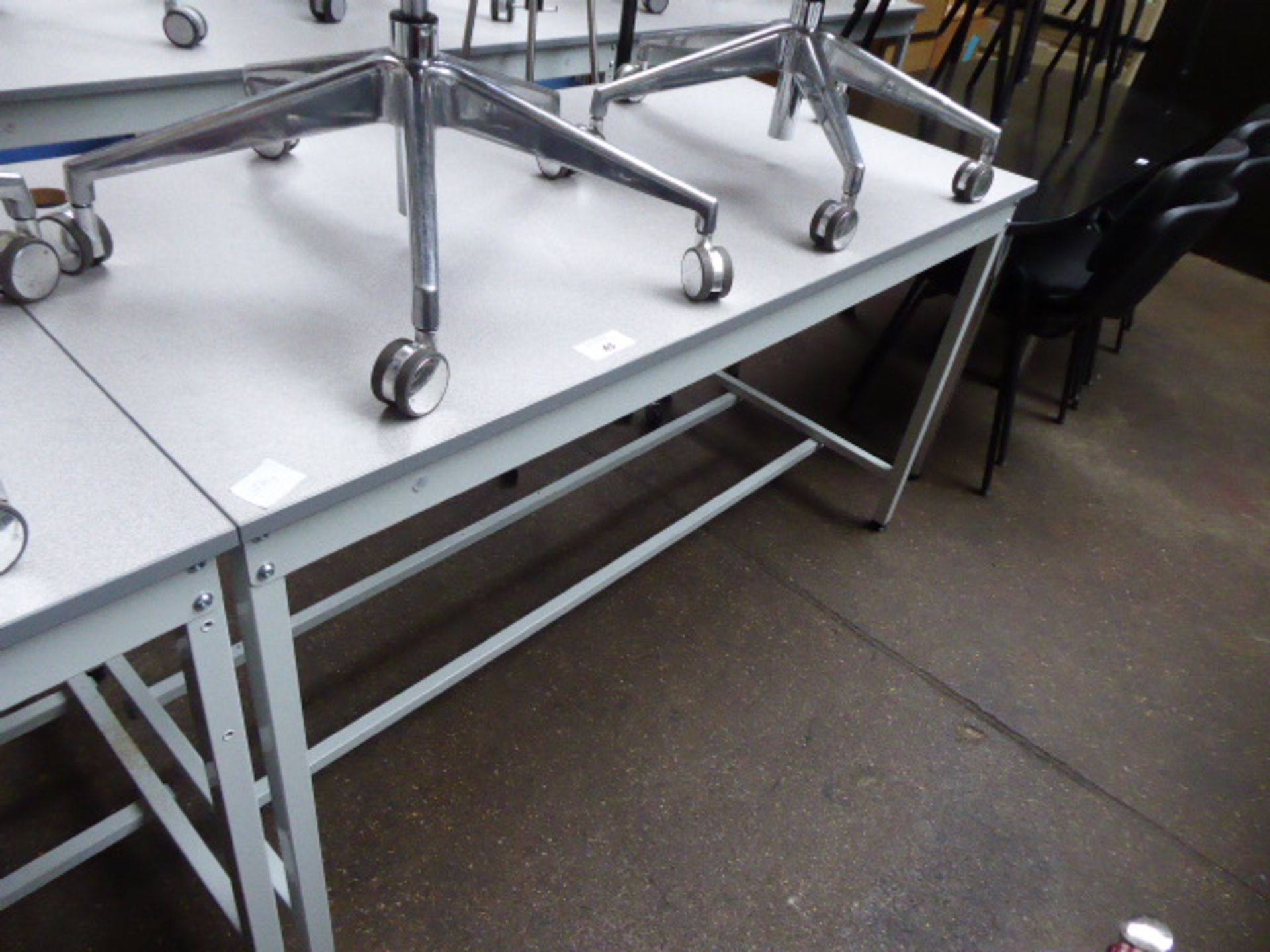 150 cm QMP high level metal frame grey top work station, shallow in depth