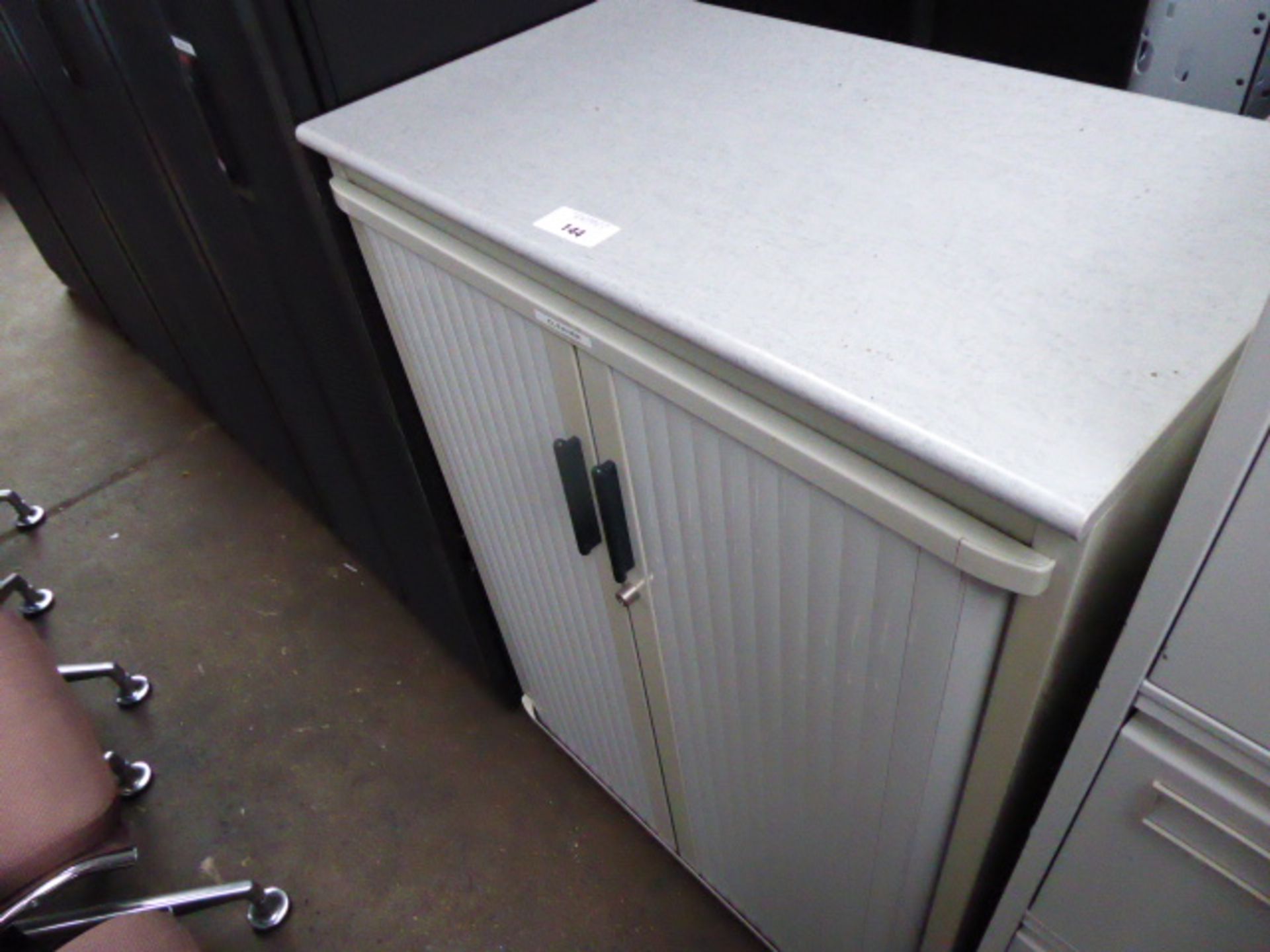 80 cm grey double tambour front storage cabinet