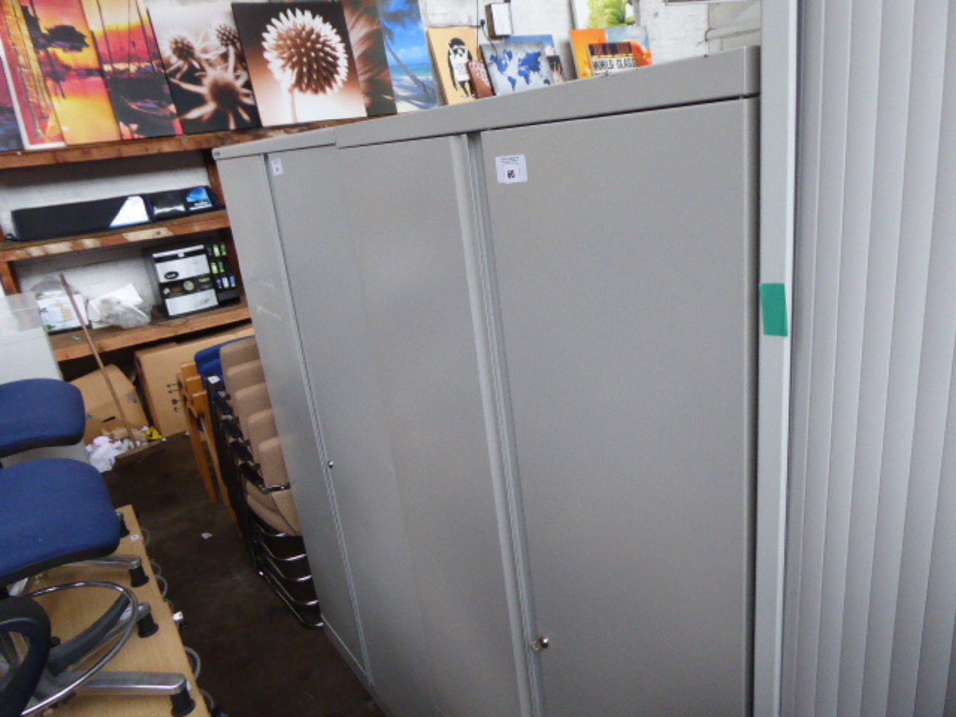 90cm Bisley grey 2 door filing cabinet