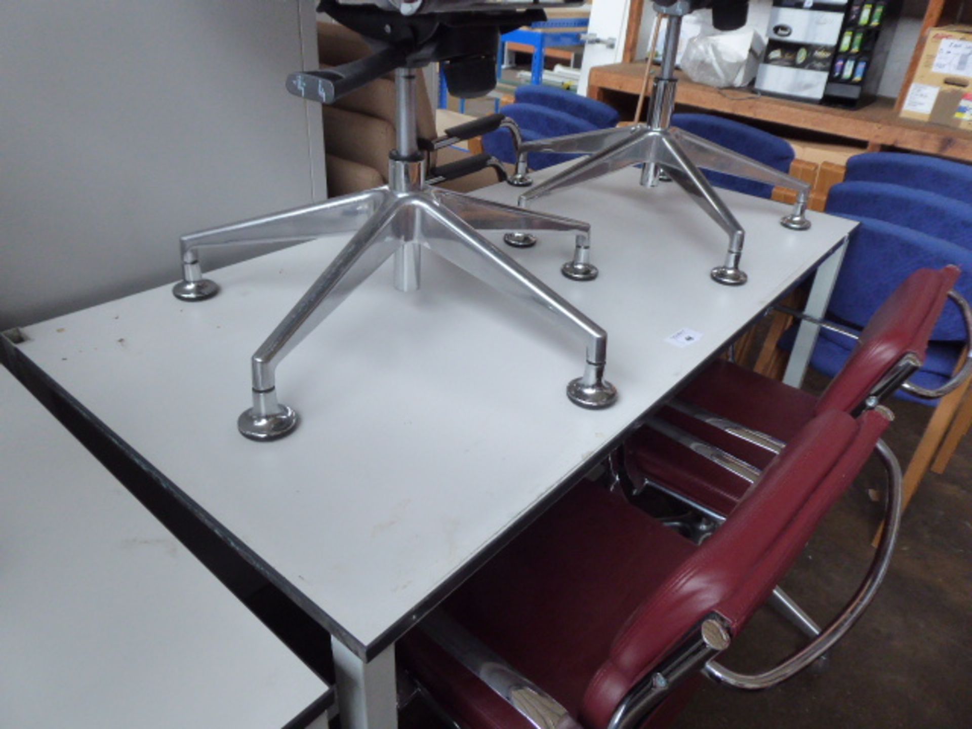 150 cm high level grey metal leg and white work top work station without electronic socket up stand