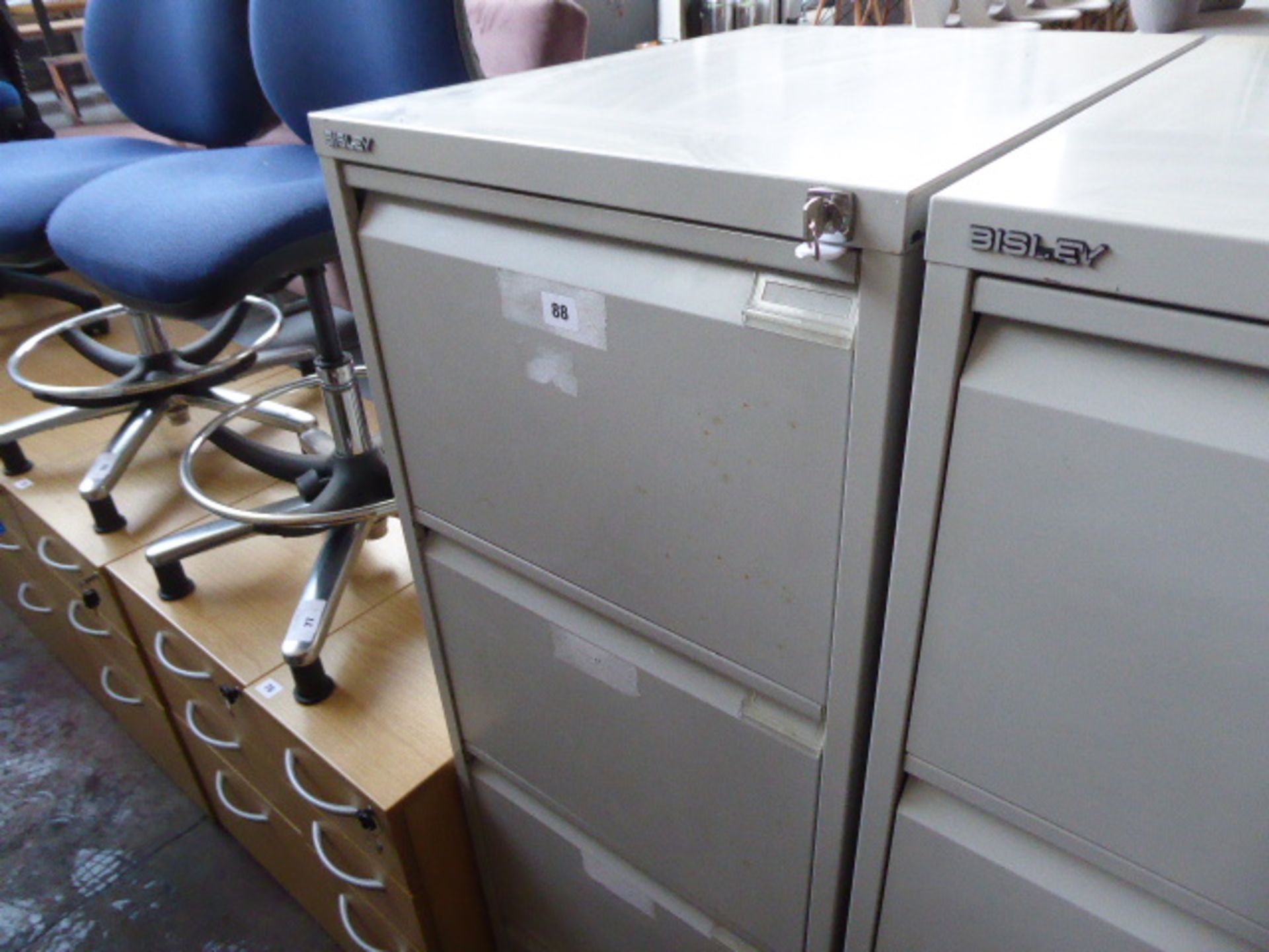 47cm Bisley grey flush front 4 drawer filing cabinet