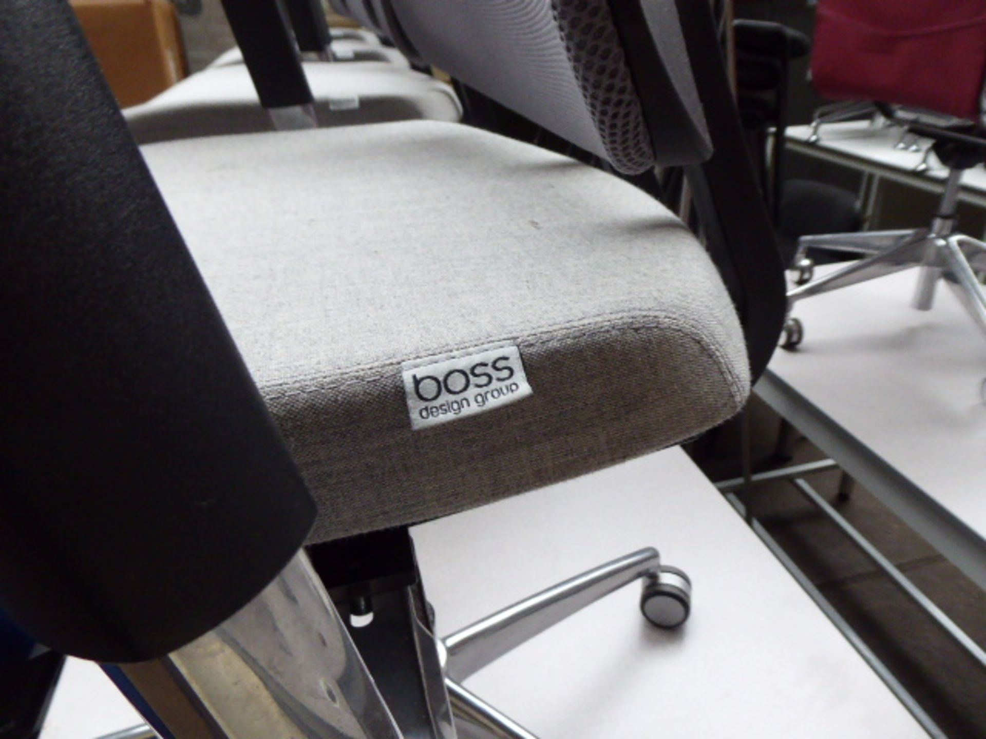 Boss Design grey cloth seated grey mesh back chrome frame swivel armchair - Image 2 of 3