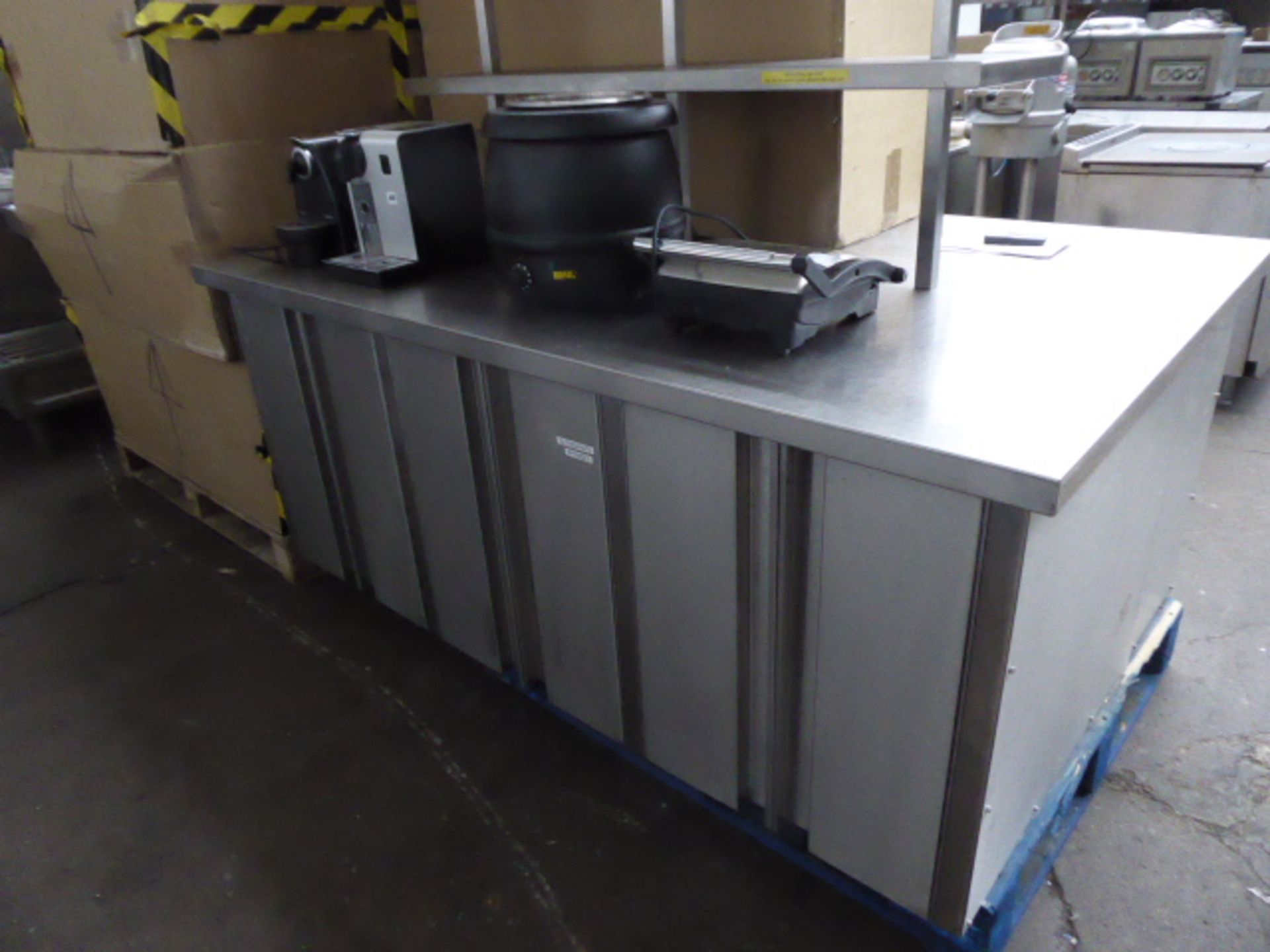 17 - 190cm wide x 120cm deep bespoke built stainless steel island for food preparation with 2 - Image 2 of 3