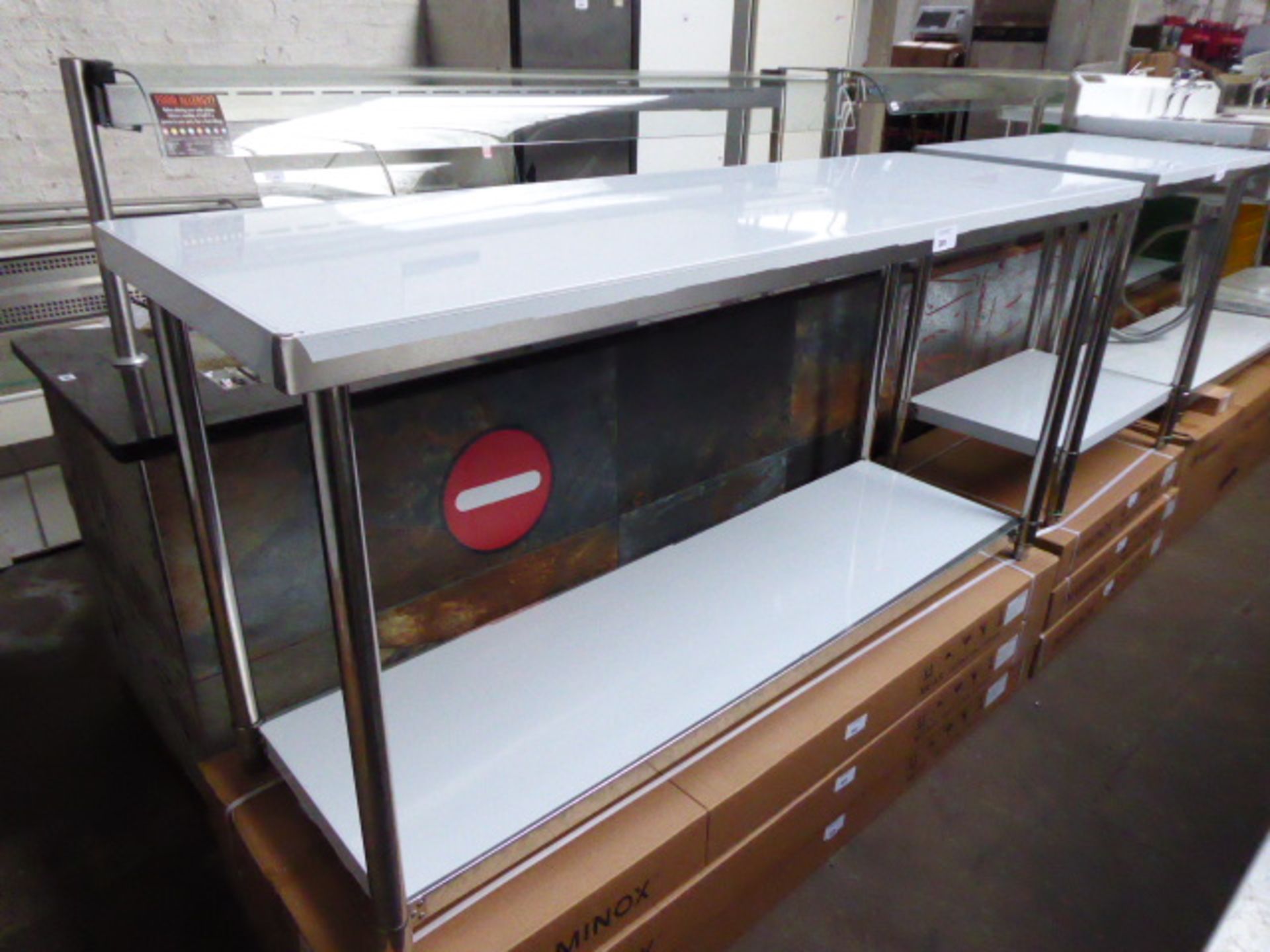 182cm Diaminox stainless steel preparation table with a shelf under - boxed
