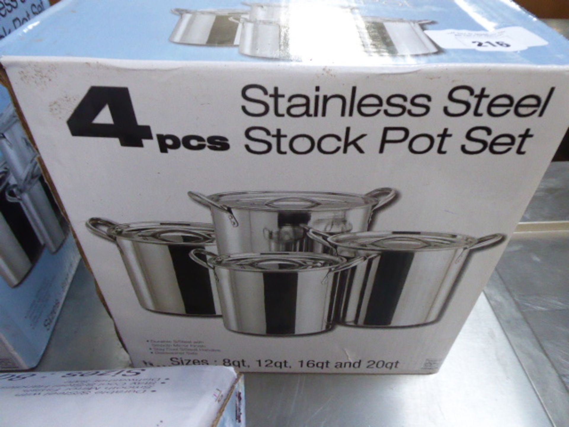 4 Piece stainless steel stock pot set