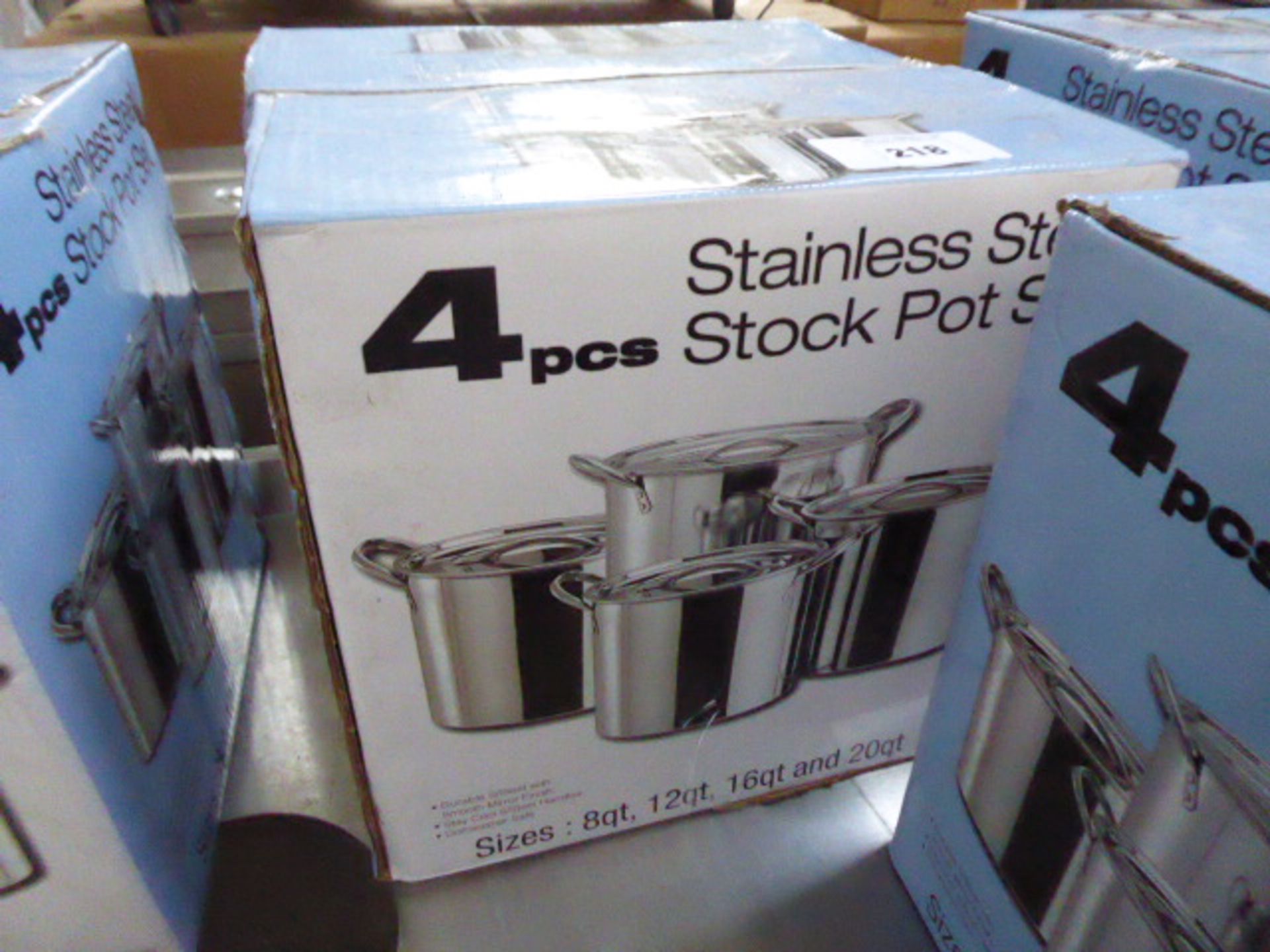 4 Piece stainless steel stock pot set