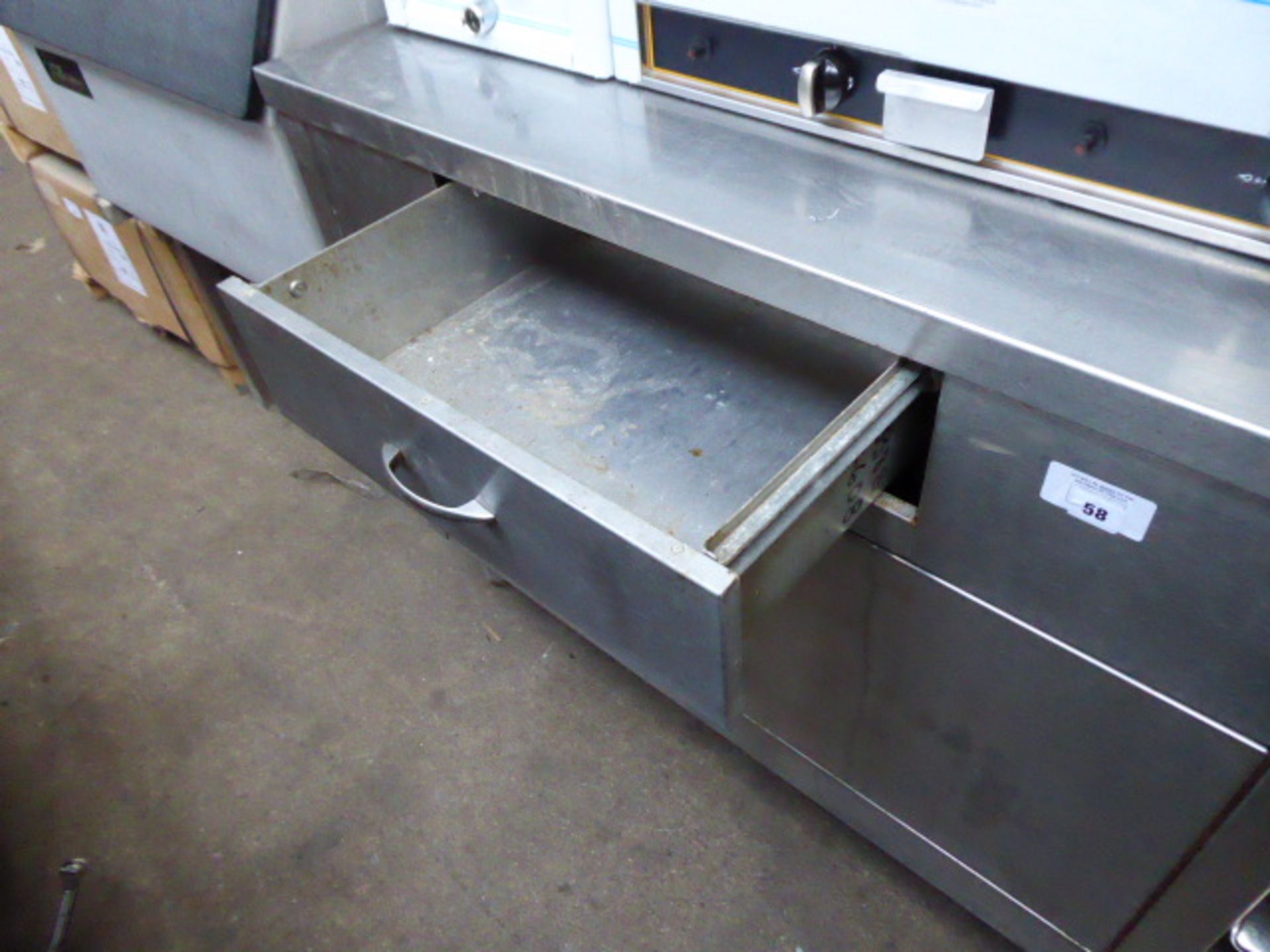 150cm stainless steel counter with drawer, 2 cupboards and space for trays under - Image 2 of 3