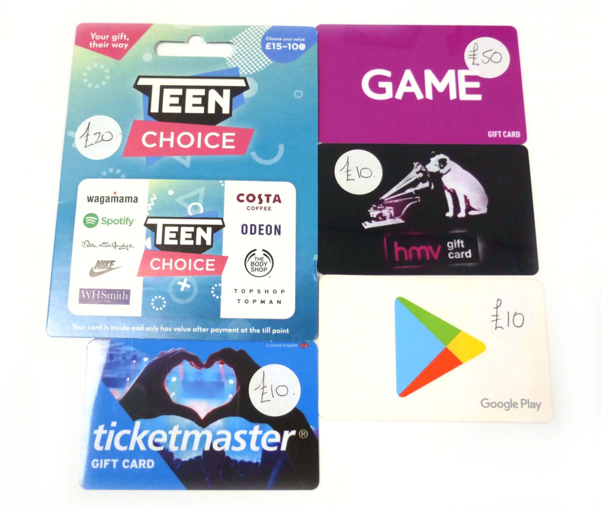 Various : Entertainment (x5) - Total face value £100