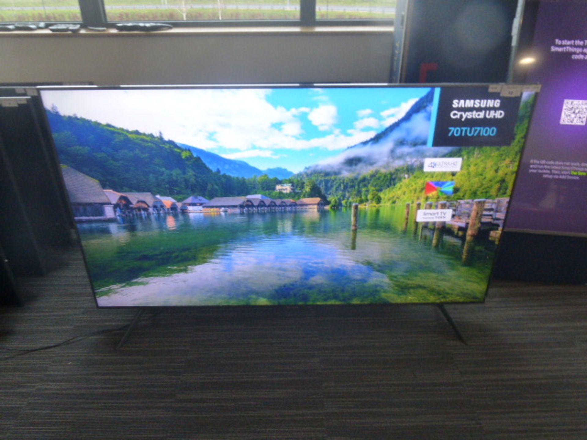 R28 & R29, 70'' Samsung 4K UHD TV, model UE70TU7100K, to include box no. B106