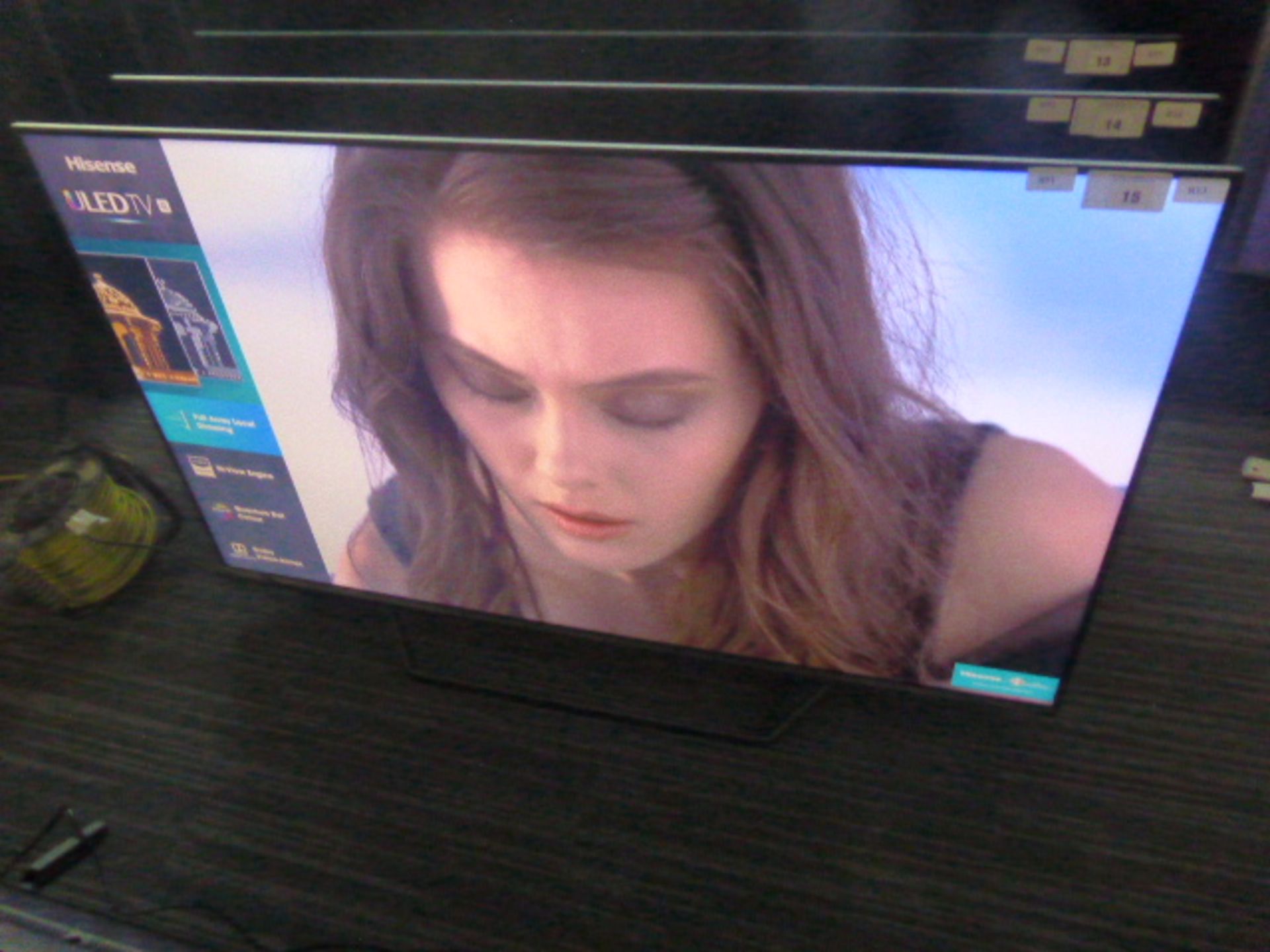 R13, 55'' Hisense 4K UHD TV, model 55U7QFTUK, to include box no. B91