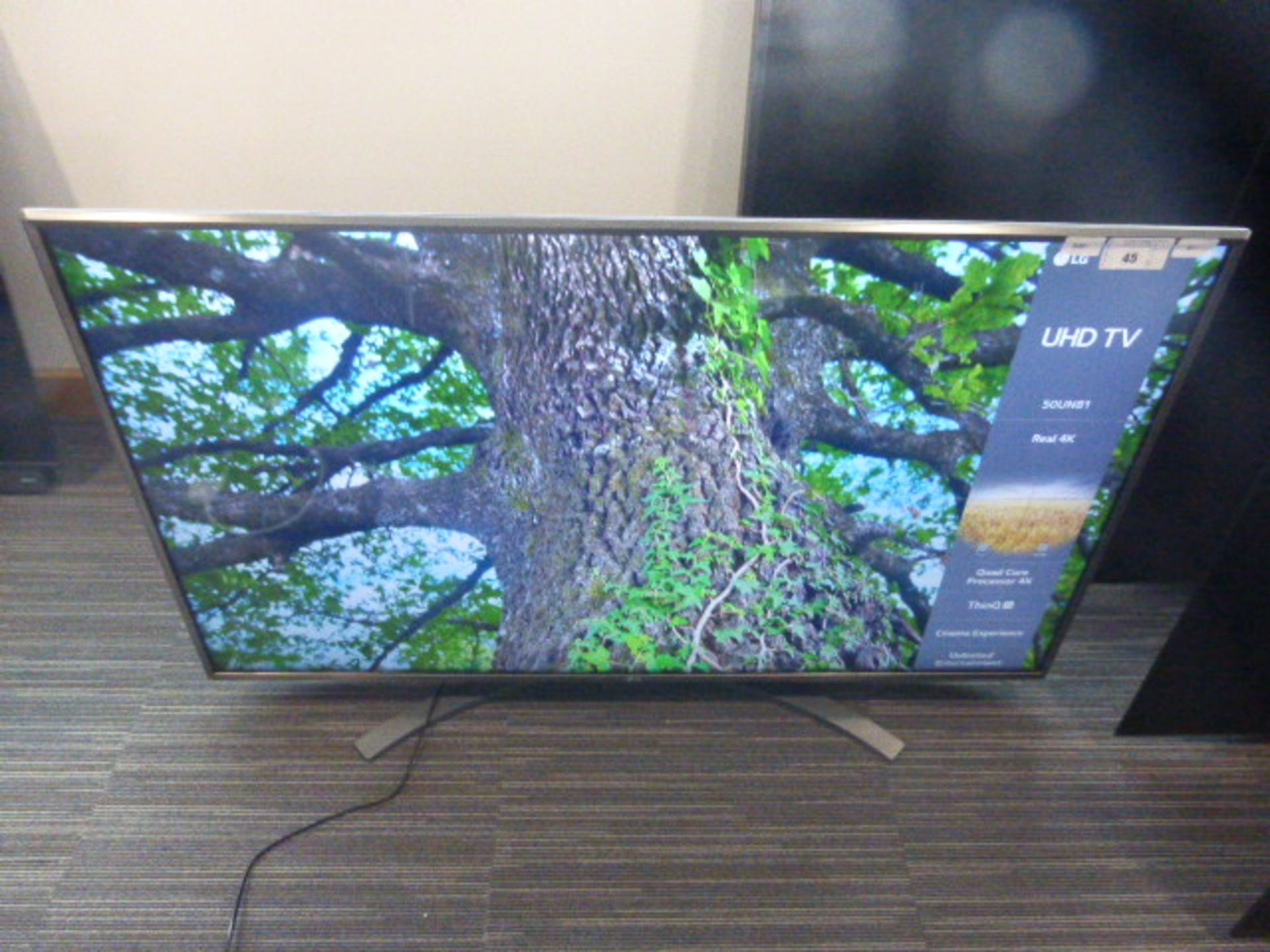 R7, 50'' LG 4K UHD TV, model 50UN81006LB, to include box no. B86