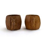 A pair of Robert Thompson 'Mouseman' oak napkin rings,