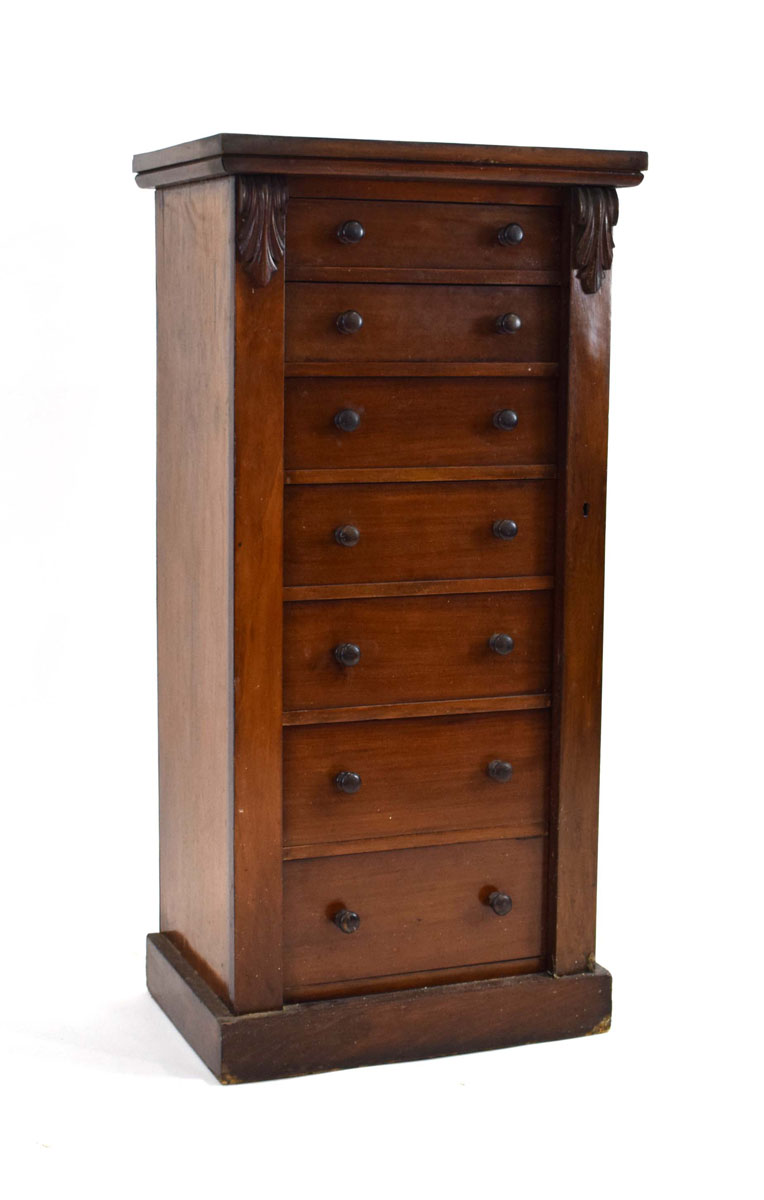 A Victorian mahogany 'Wellington' chest with seven drawers,