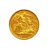 A Victorian half sovereign dated 1897 CONDITION REPORT: Coin well worn esp.