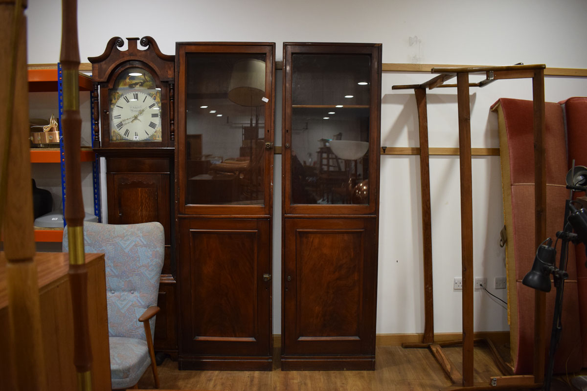 A pair of 19th century narrow mahogany office cabinets,